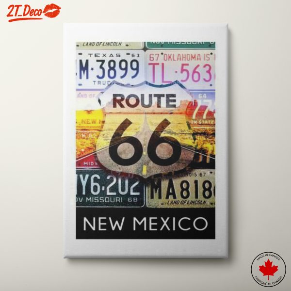 Vintage Route 66 License Plates Art
