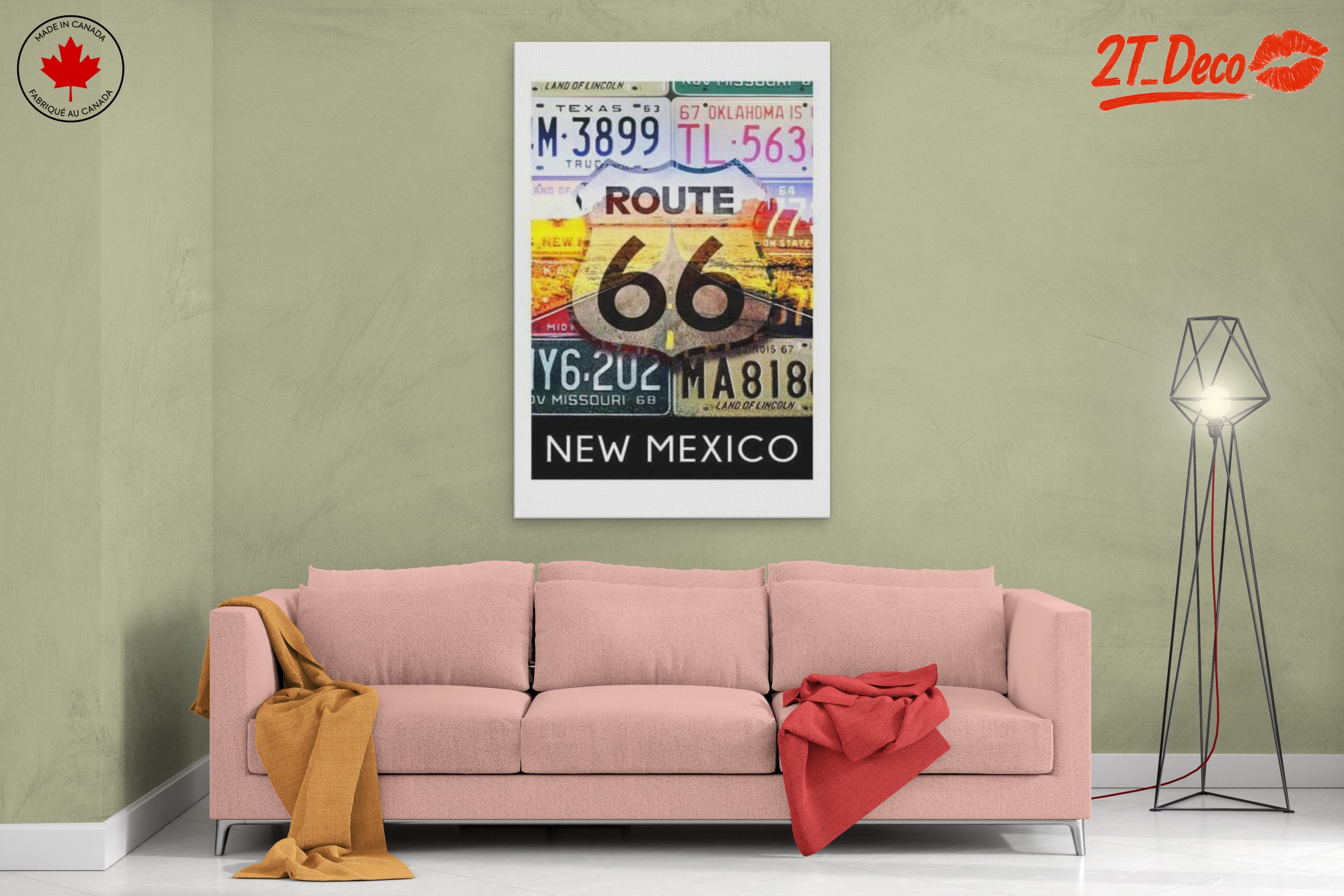 Vintage Route 66 License Plates Art - Image 2