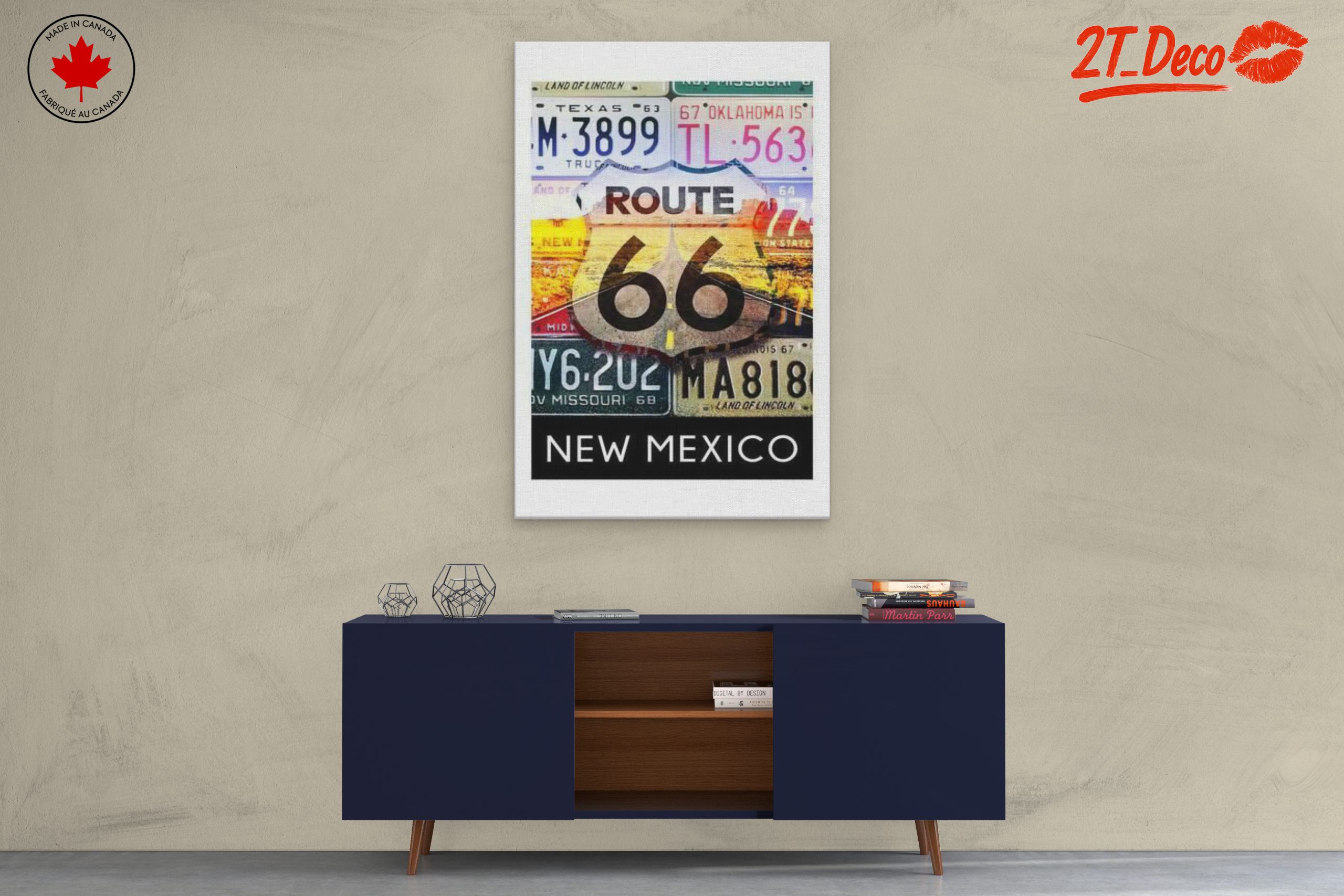 Vintage Route 66 License Plates Art - Image 3