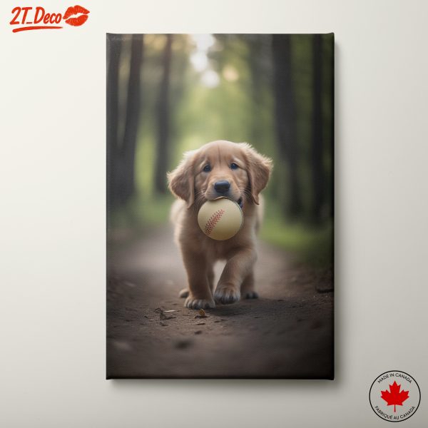 Playful Golden Retriever Puppy with Ball