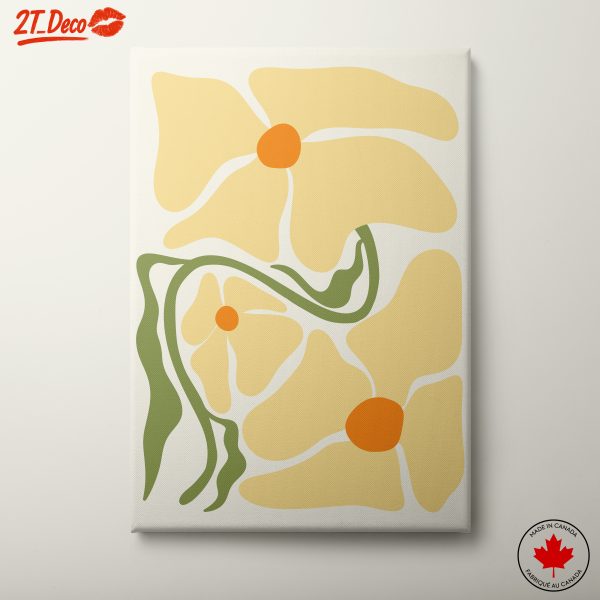 Stylized Yellow Flowers with Green Leaves