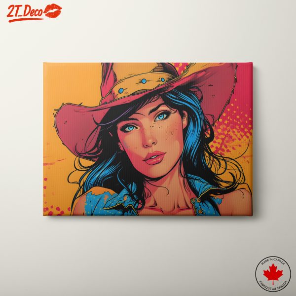 Vibrant Cowgirl Illustration with Cowboy Hat