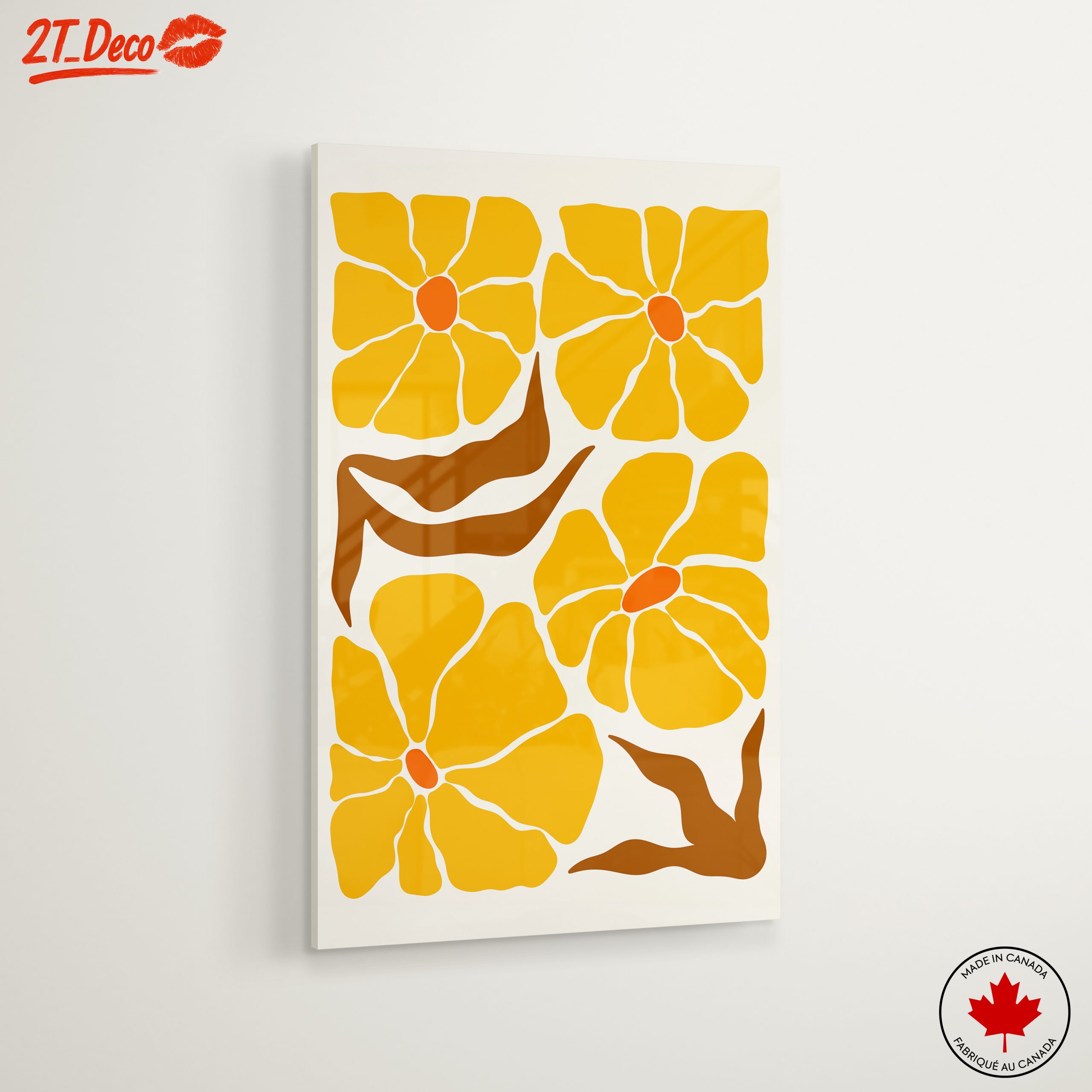 Stylized Floral Artwork in Bright Yellow - Image 6