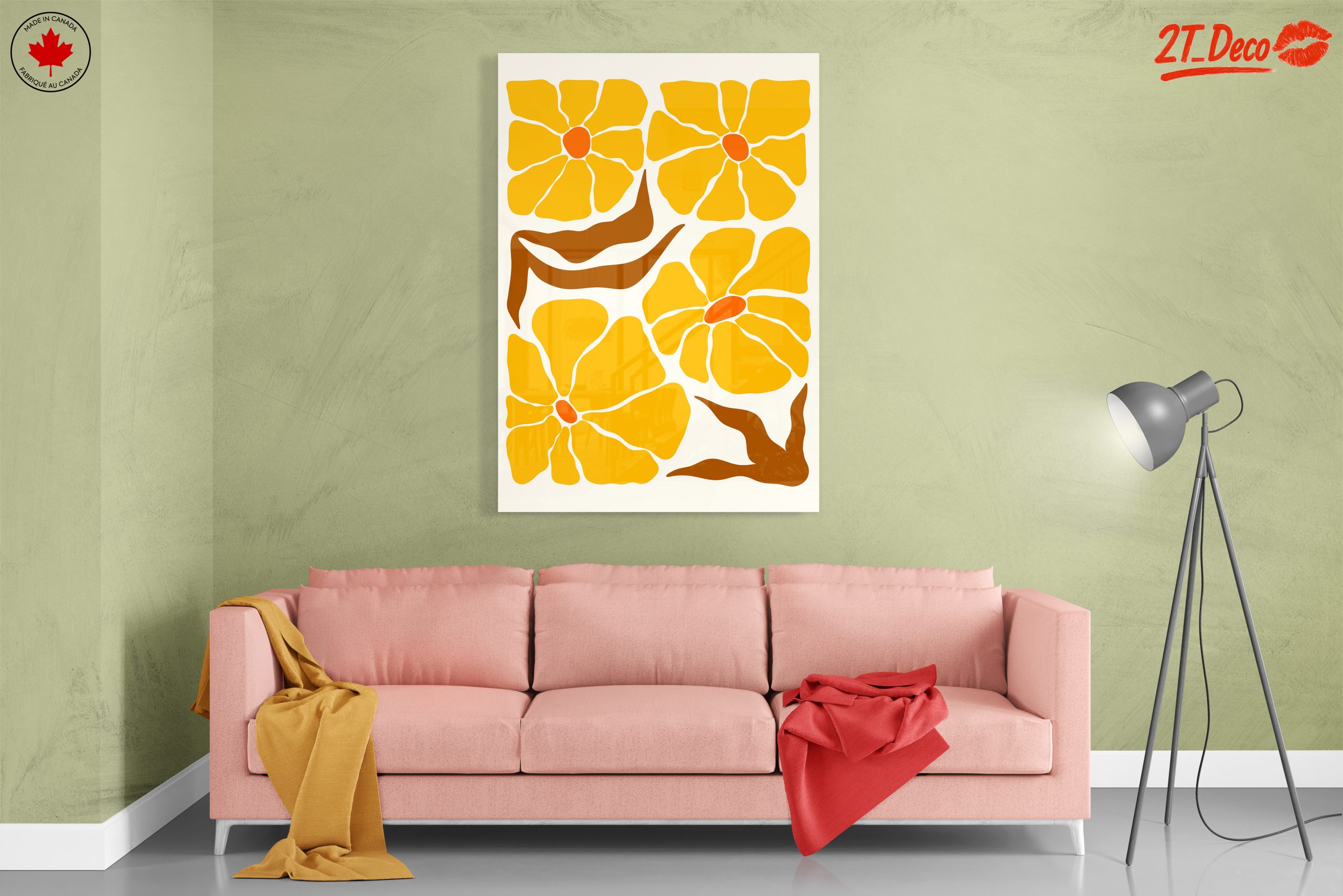 Stylized Floral Artwork in Bright Yellow - Image 7
