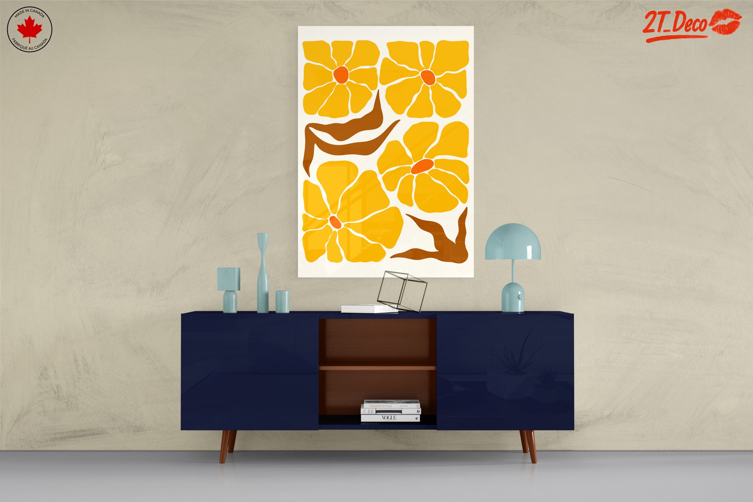 Stylized Floral Artwork in Bright Yellow - Image 8
