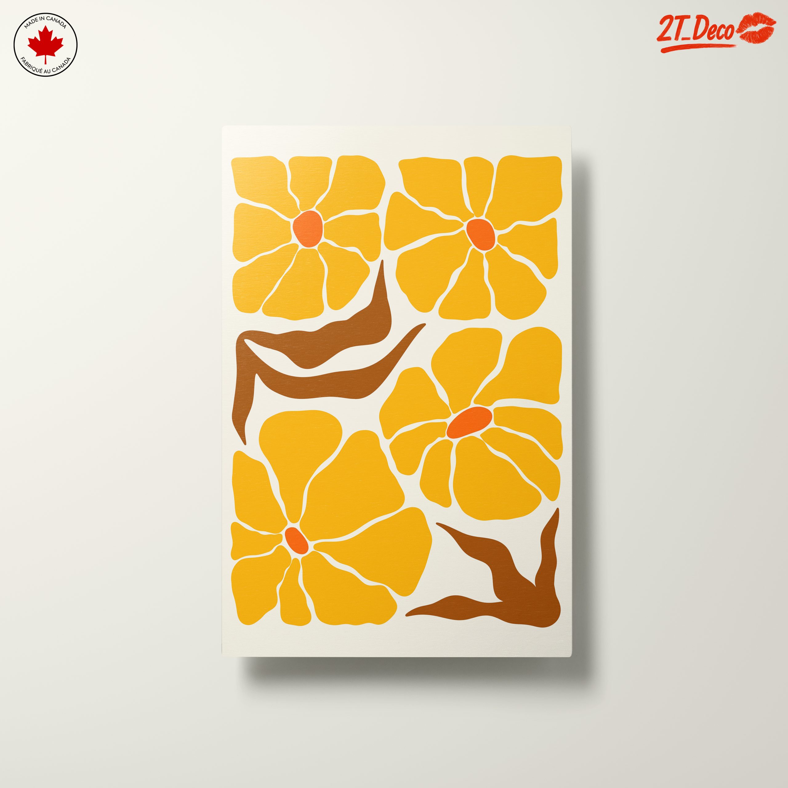 Stylized Floral Artwork in Bright Yellow - Image 10
