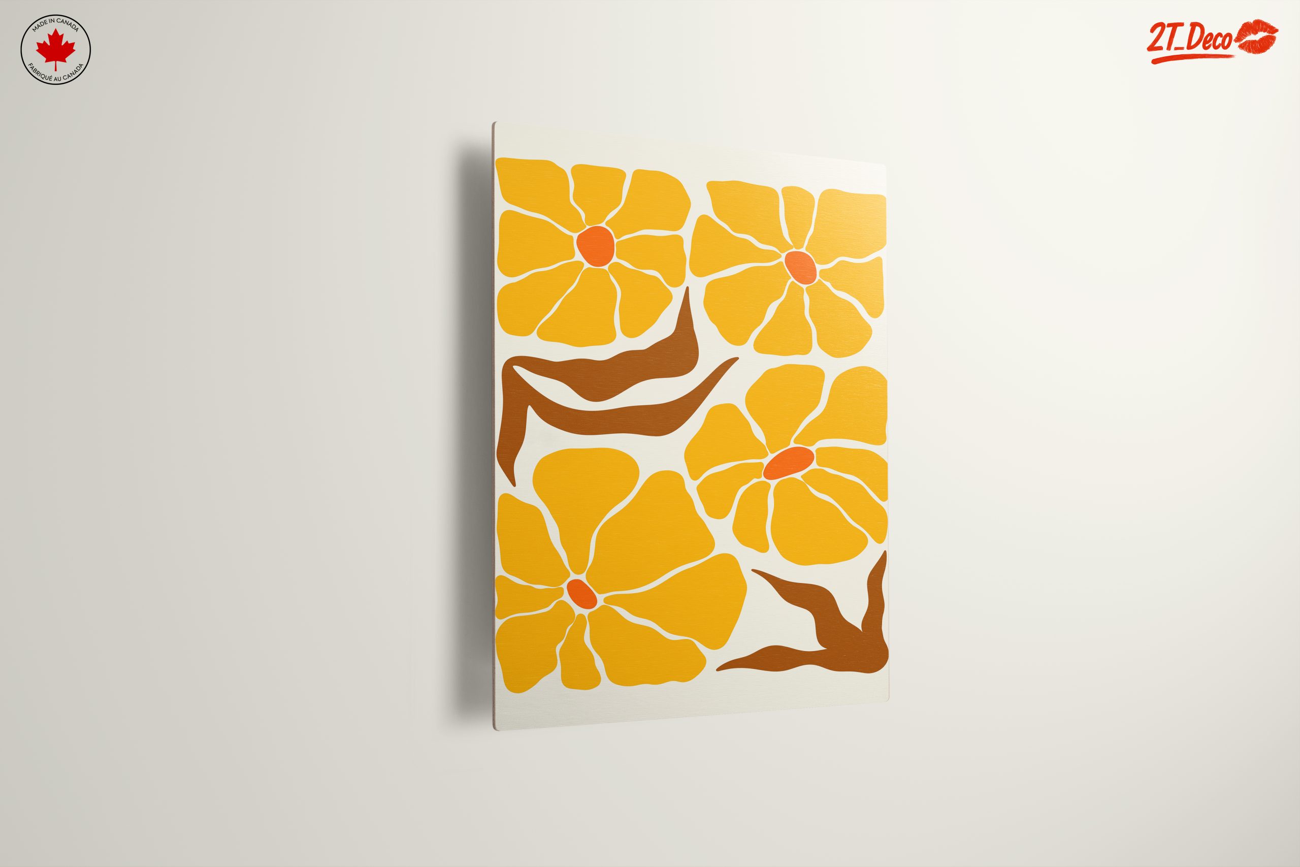 Stylized Floral Artwork in Bright Yellow - Image 13