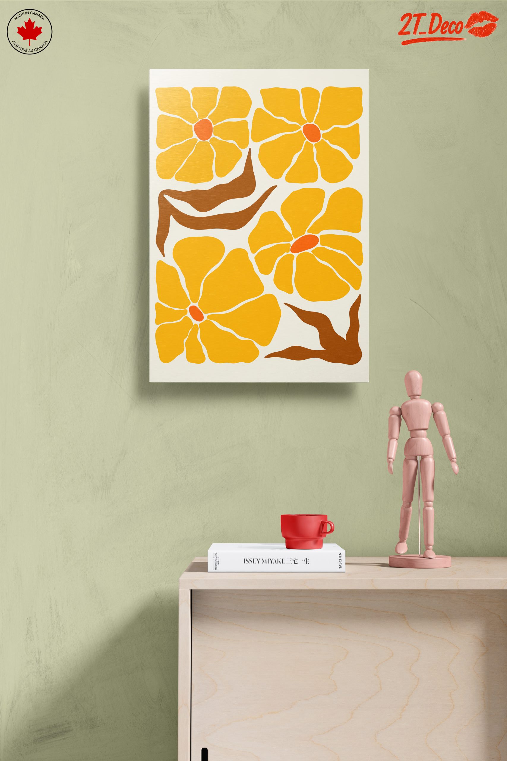 Stylized Floral Artwork in Bright Yellow - Image 14