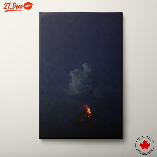 Erupting Volcano Against Night Sky