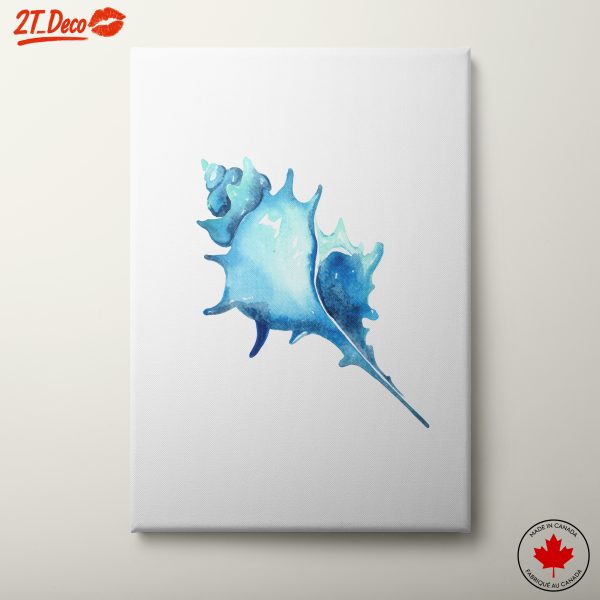 Watercolor Seashell Art in Blue