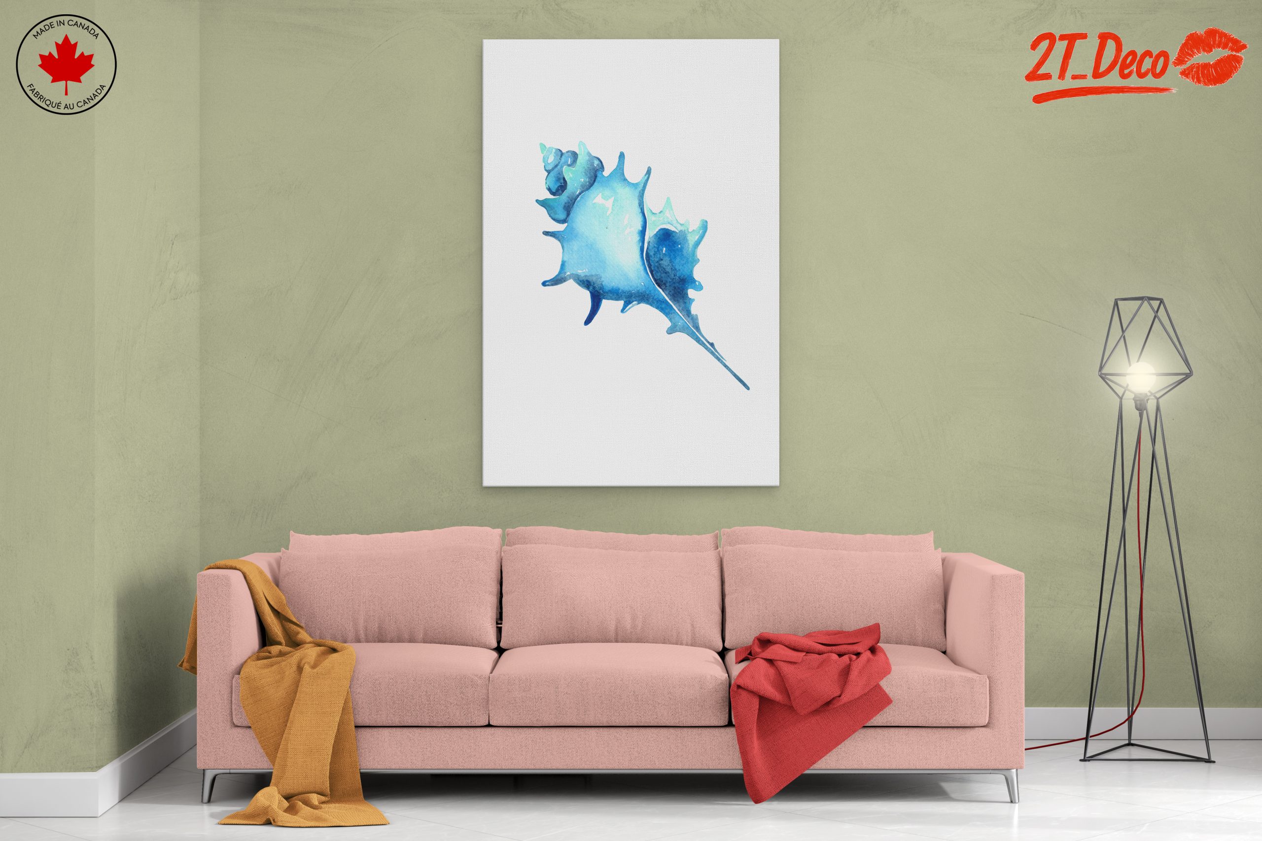 Watercolor Seashell Art in Blue - Image 2