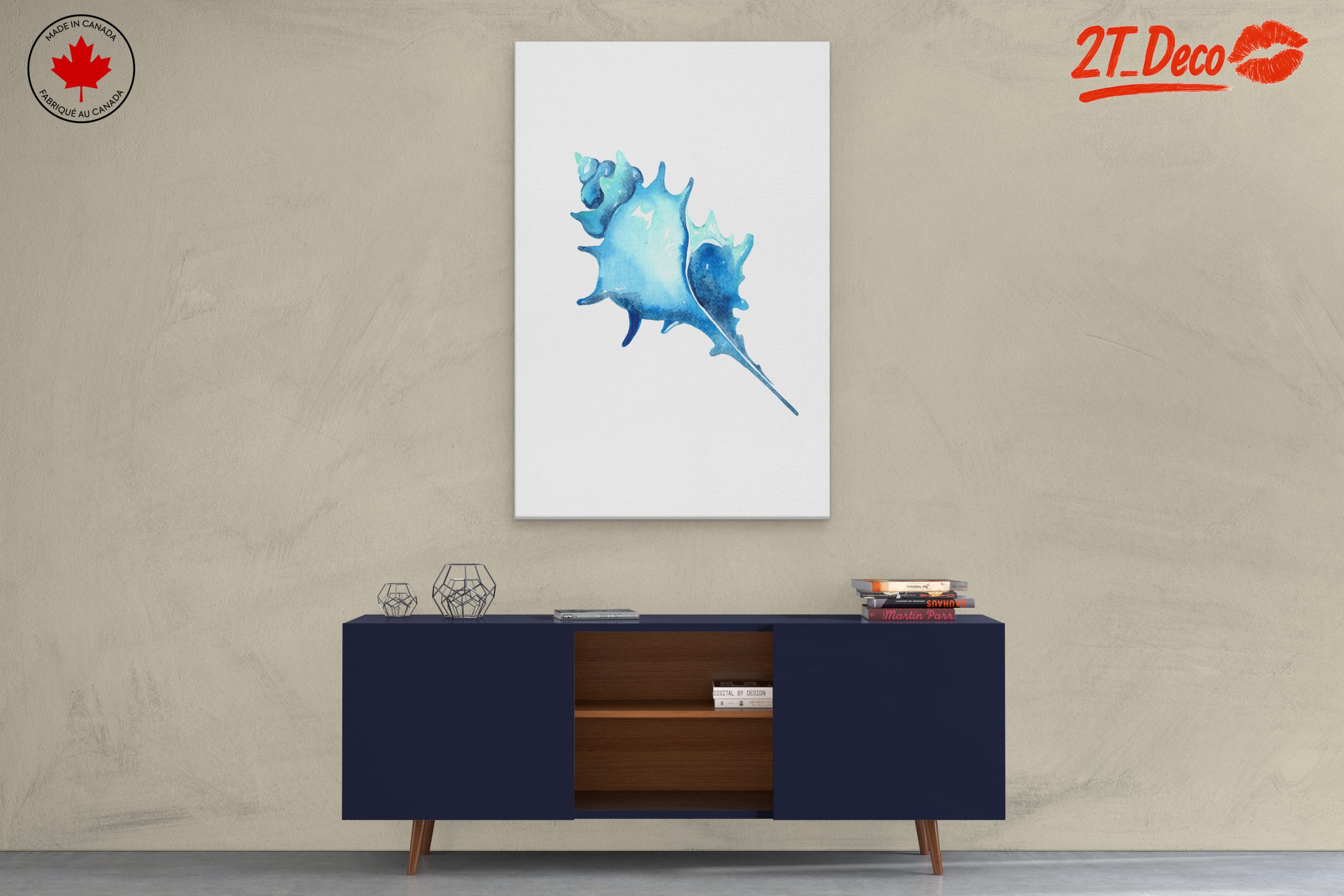 Watercolor Seashell Art in Blue - Image 3