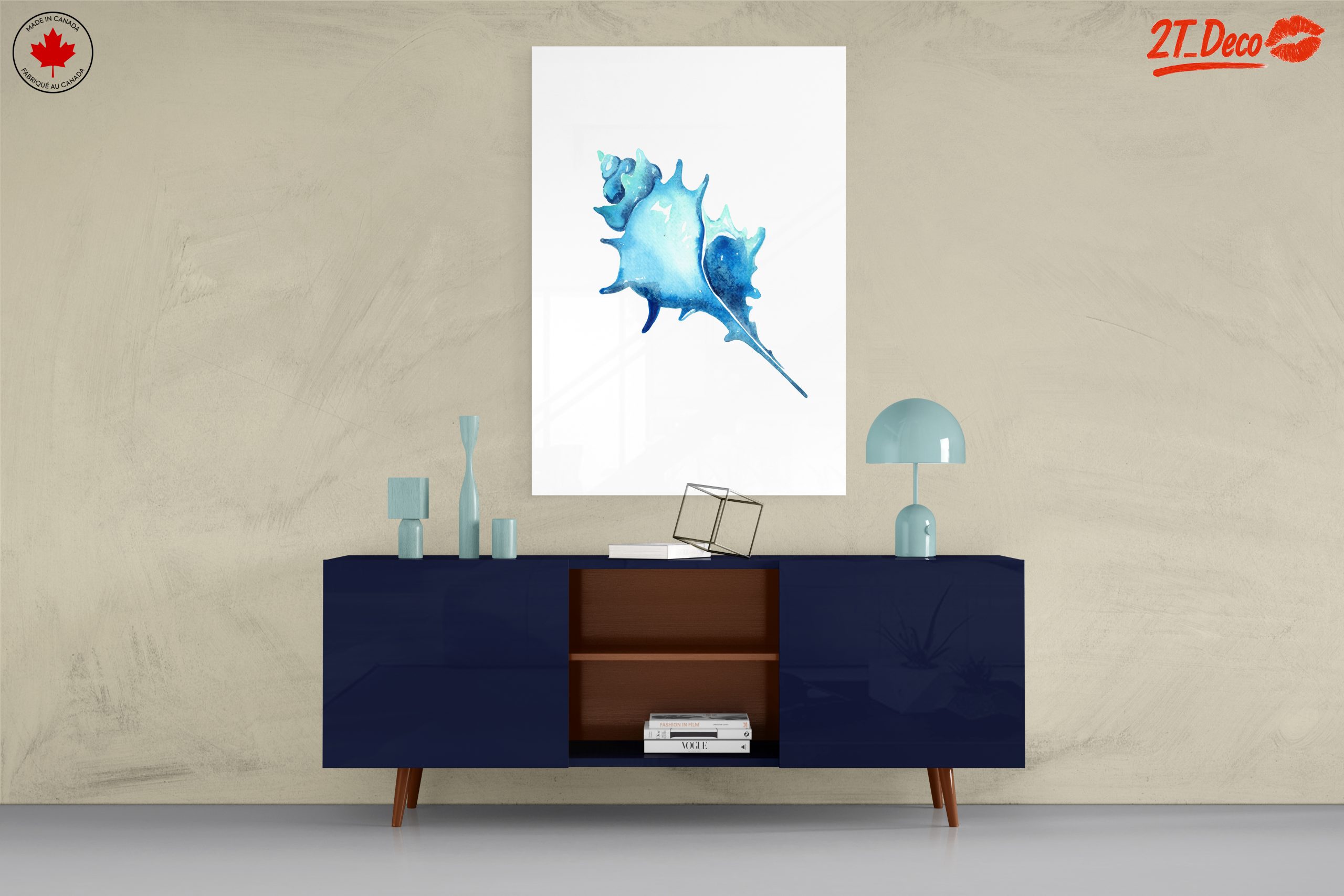 Watercolor Seashell Art in Blue - Image 8