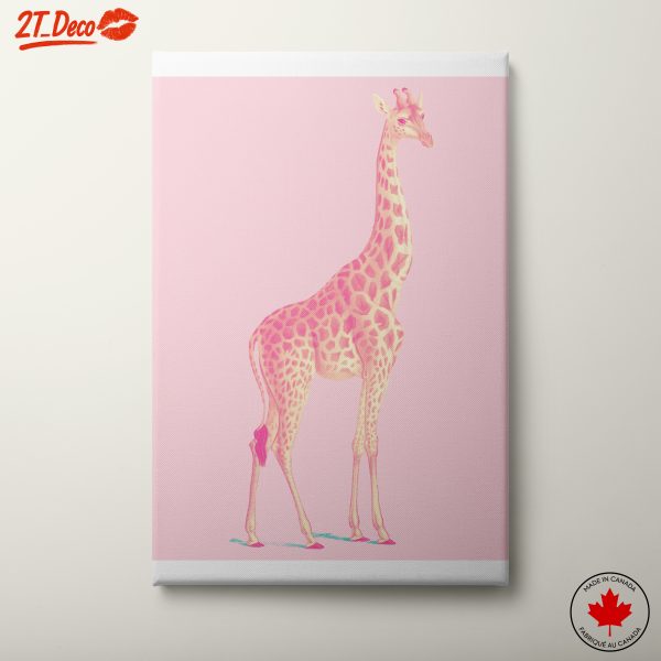 Whimsical Giraffe with Pink Background