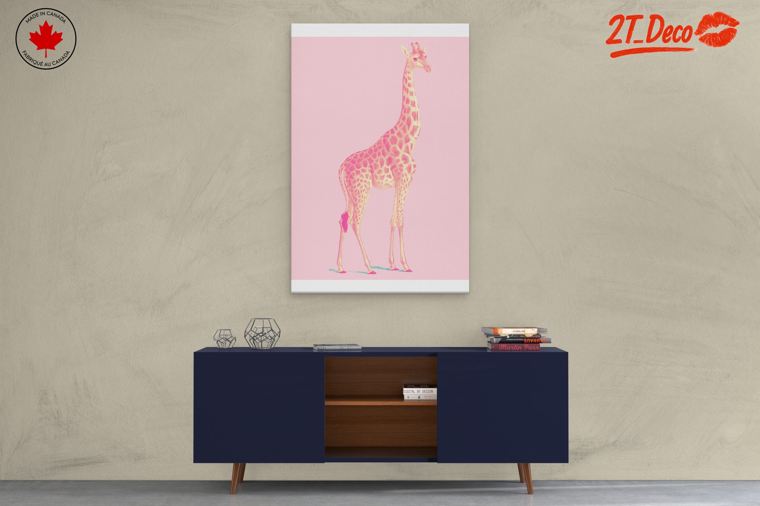 Whimsical Giraffe with Pink Background - Image 3