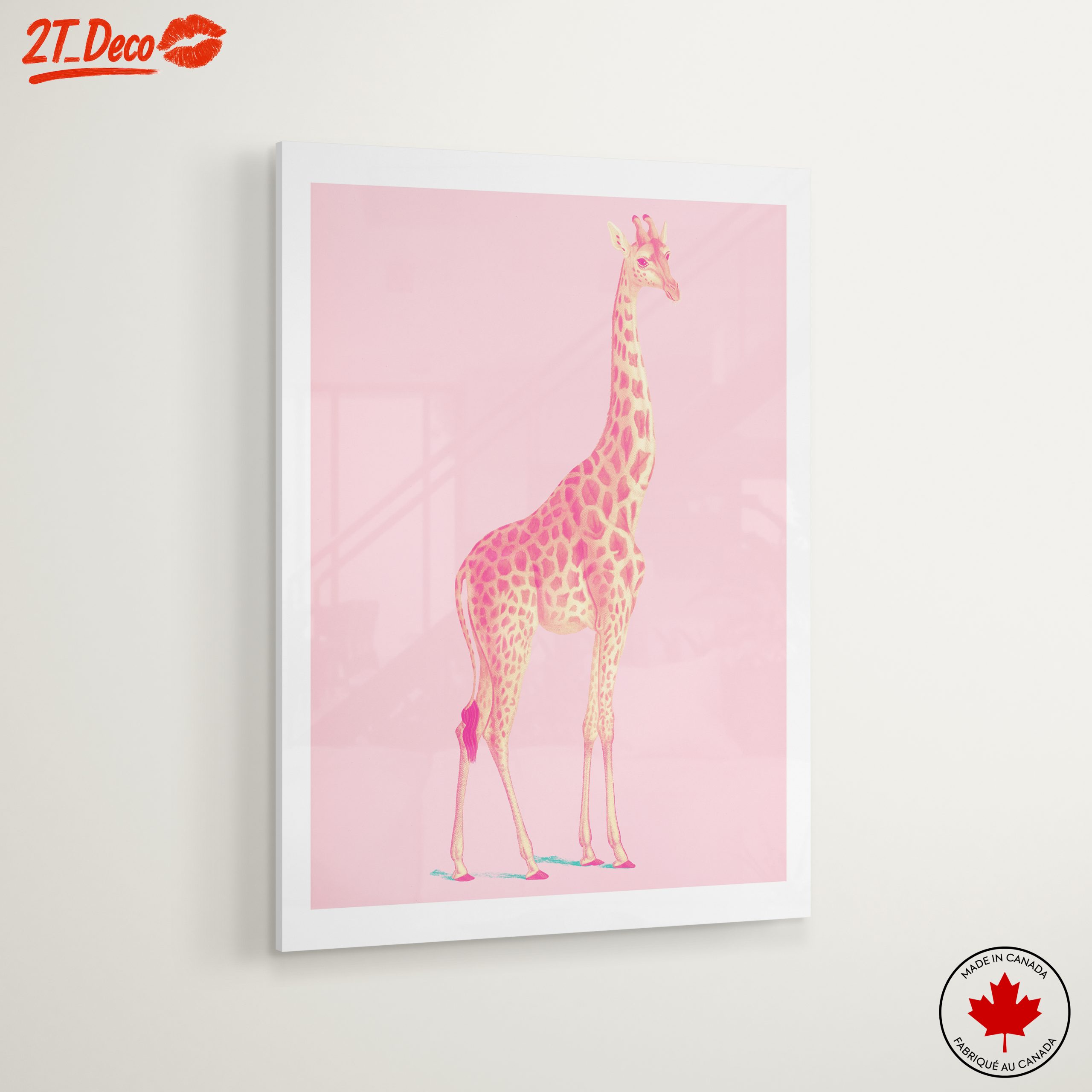 Whimsical Giraffe with Pink Background - Image 6