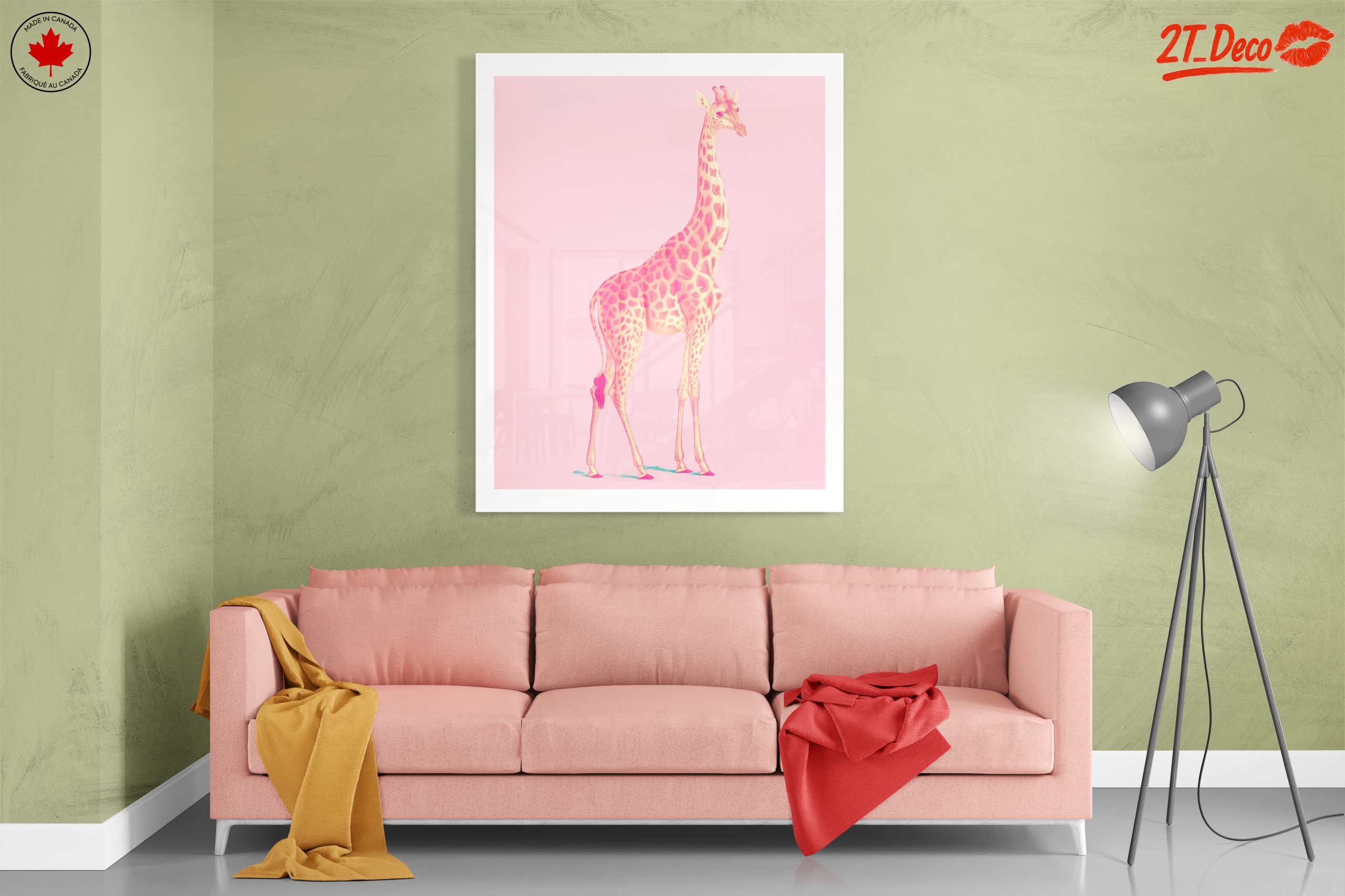 Whimsical Giraffe with Pink Background - Image 7