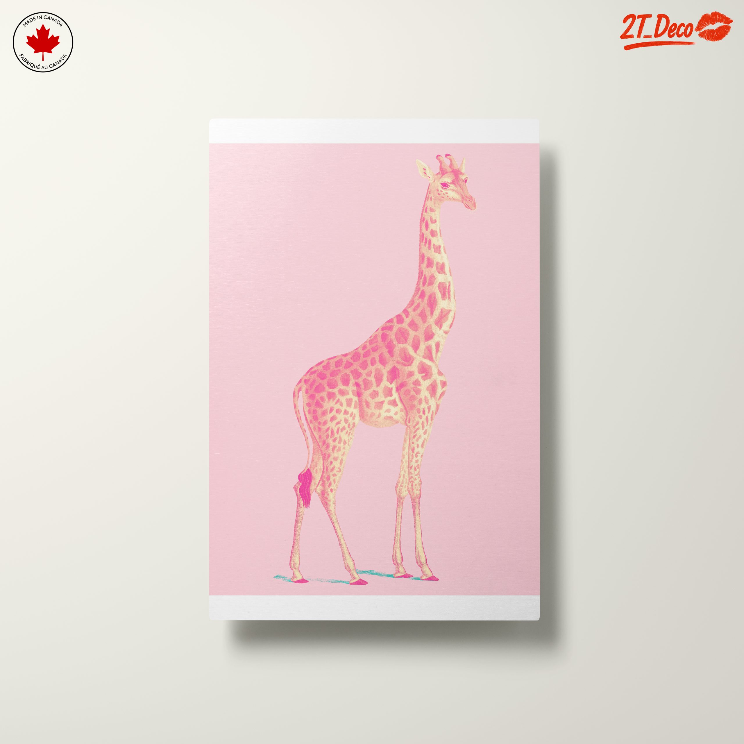 Whimsical Giraffe with Pink Background - Image 10