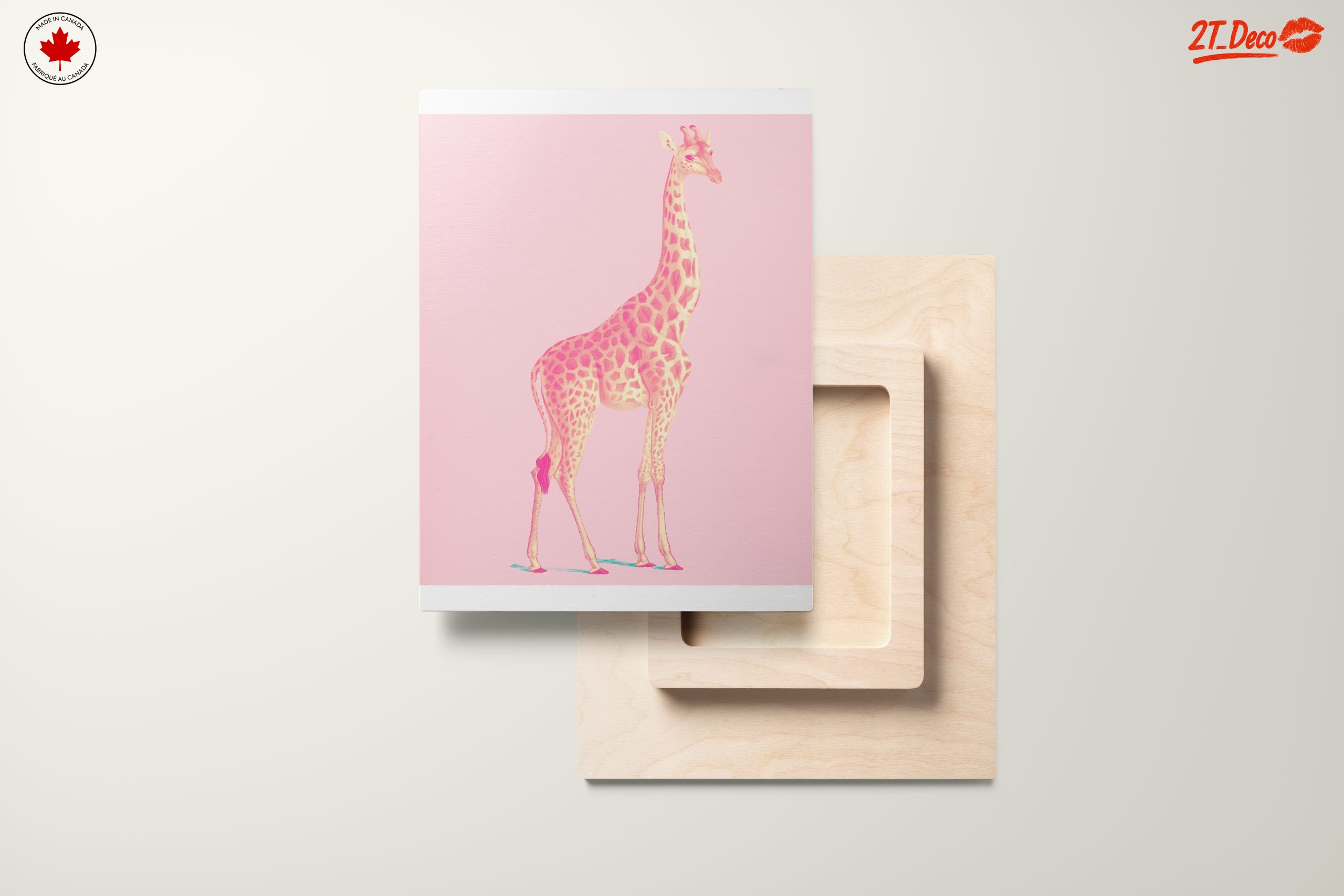 Whimsical Giraffe with Pink Background - Image 11