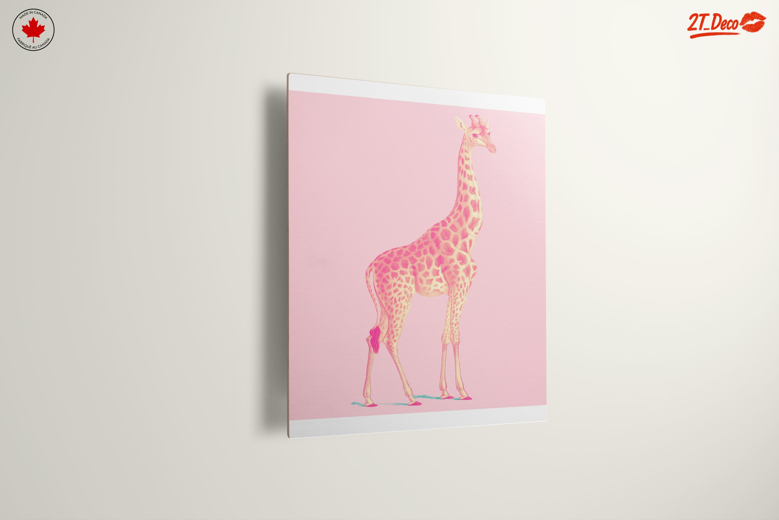 Whimsical Giraffe with Pink Background - Image 13