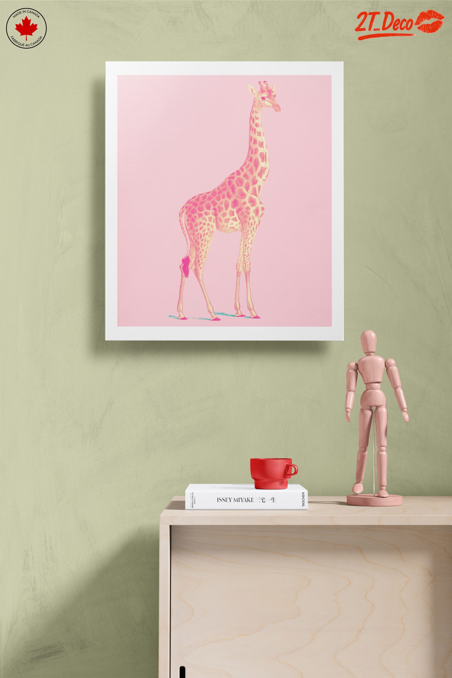 Whimsical Giraffe with Pink Background - Image 14