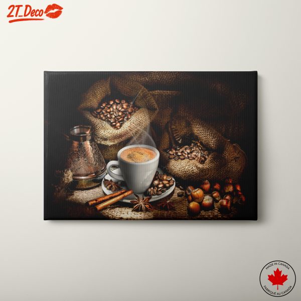 Freshly Brewed Coffee with Spices and Beans