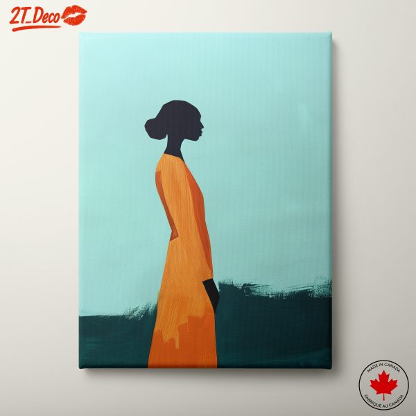 Stylized Silhouette of a Woman in Orange