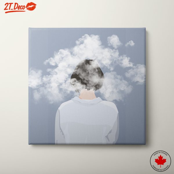 Creative Contemporary Portrait of a Figure with Clouds