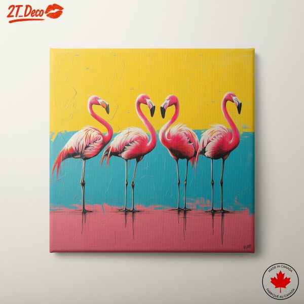 Colorful Flamingos in Vibrant Landscape