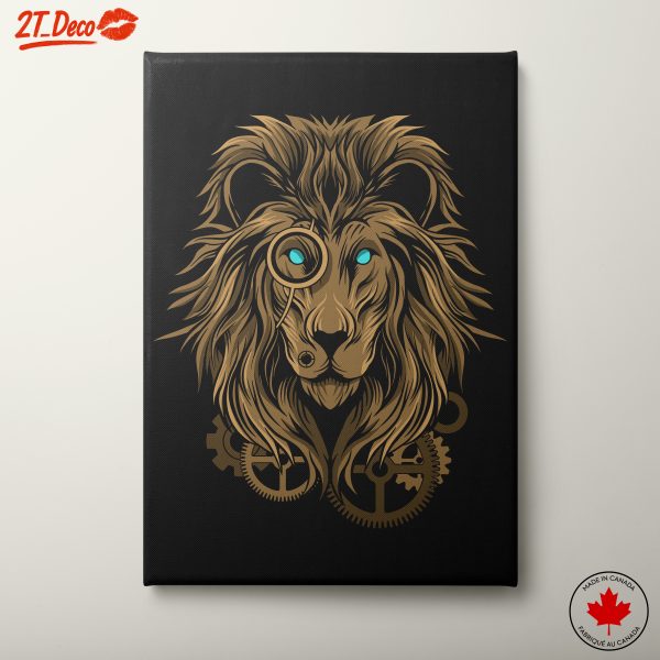 Stylized Lion Art with Gears