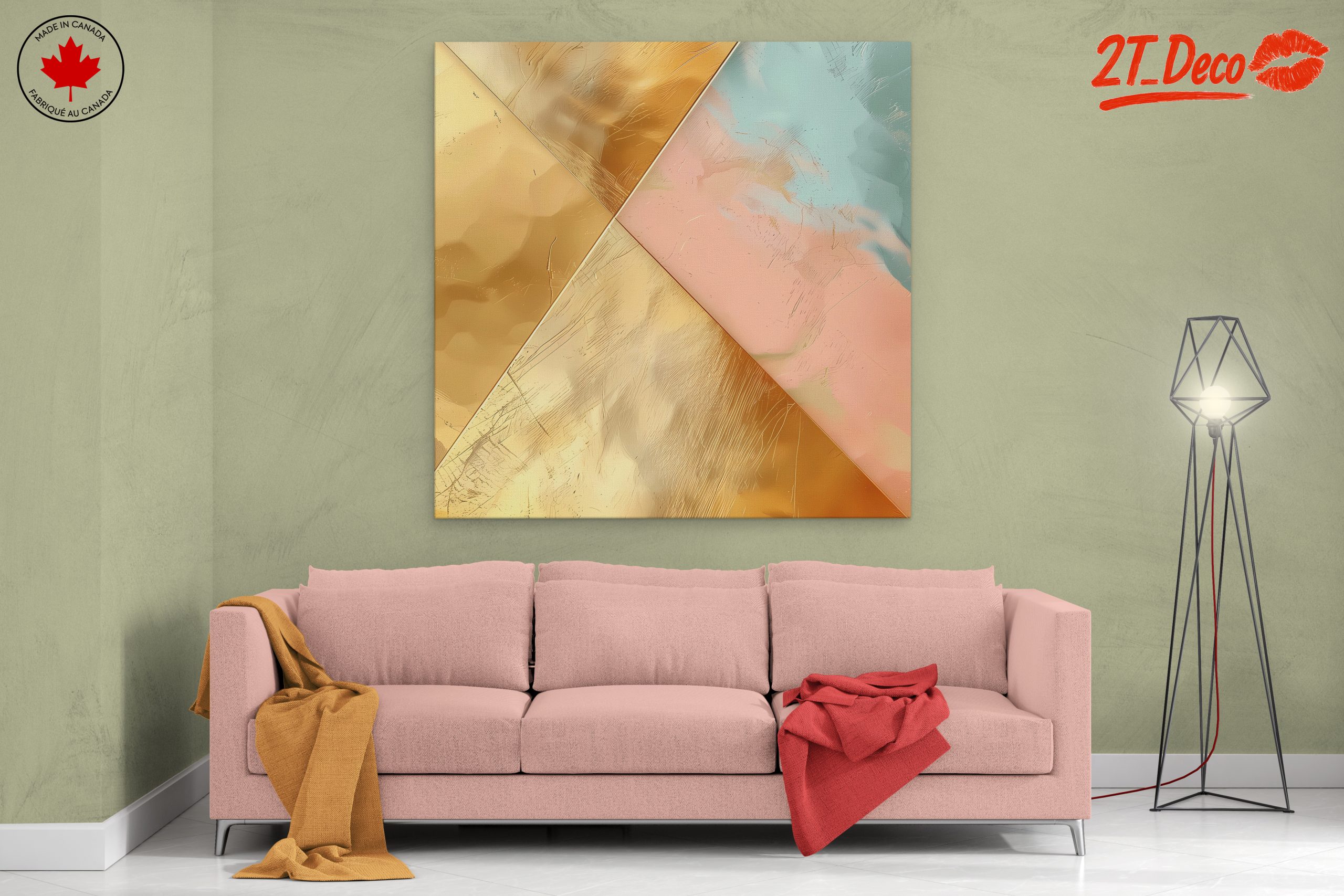 Elegant Gold and Pastel Abstract Composition - Image 2