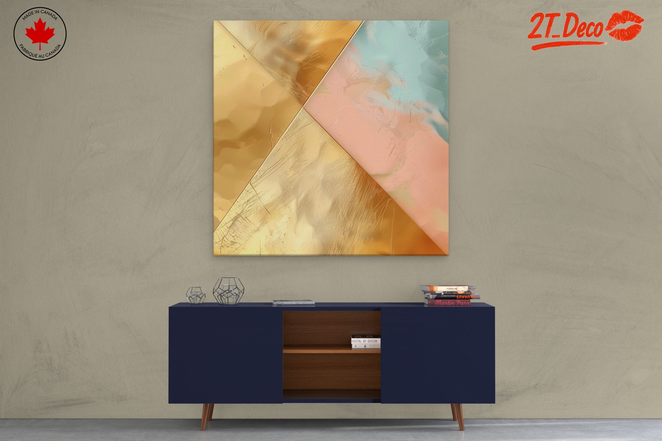 Elegant Gold and Pastel Abstract Composition - Image 3