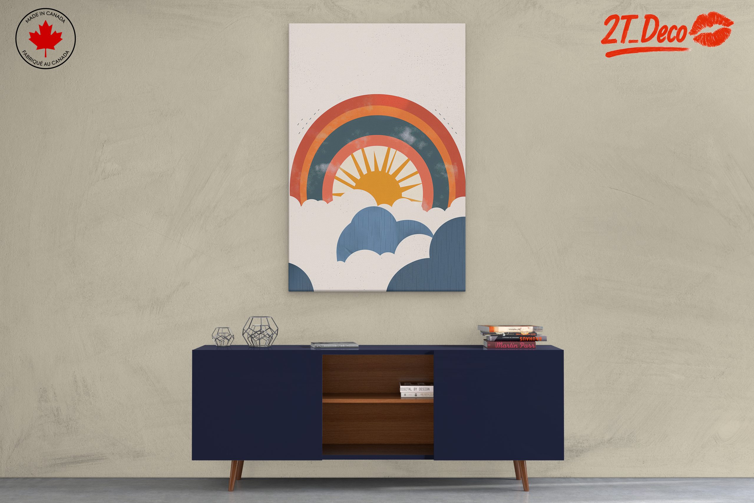 Colorful Rainbow and Clouds Art - Image 3