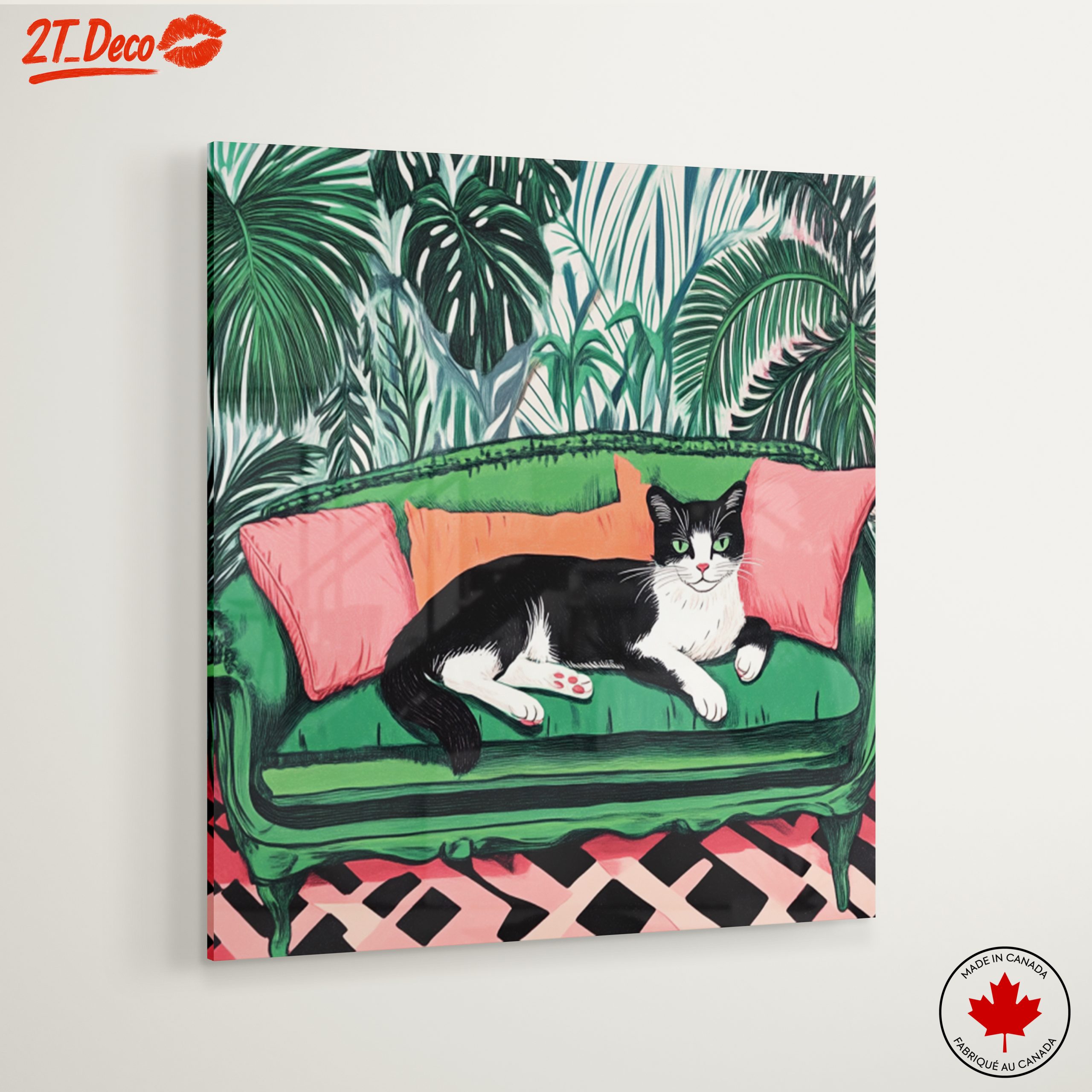Charming Cat Relaxing on a Vibrant Couch - Image 6