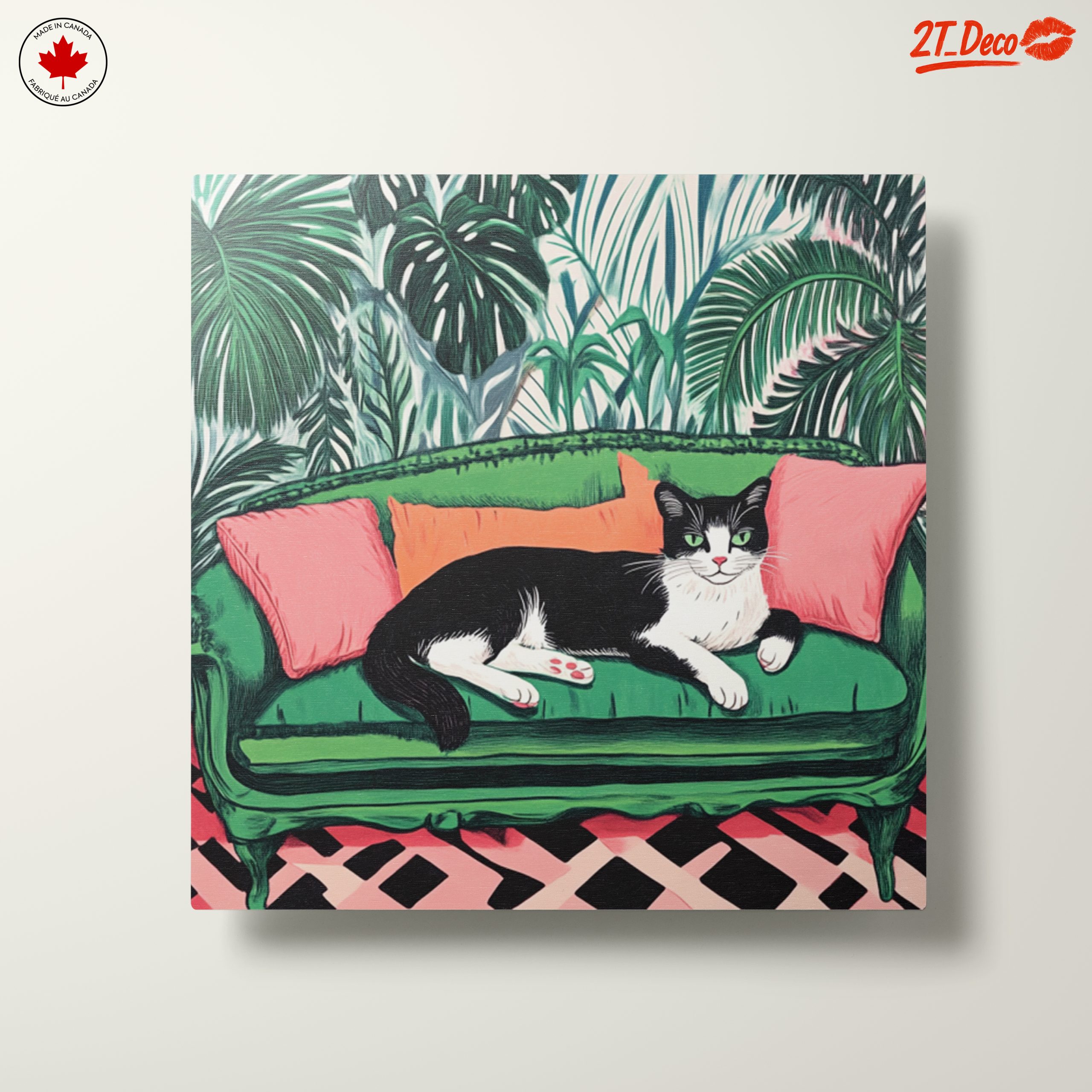 Charming Cat Relaxing on a Vibrant Couch - Image 10