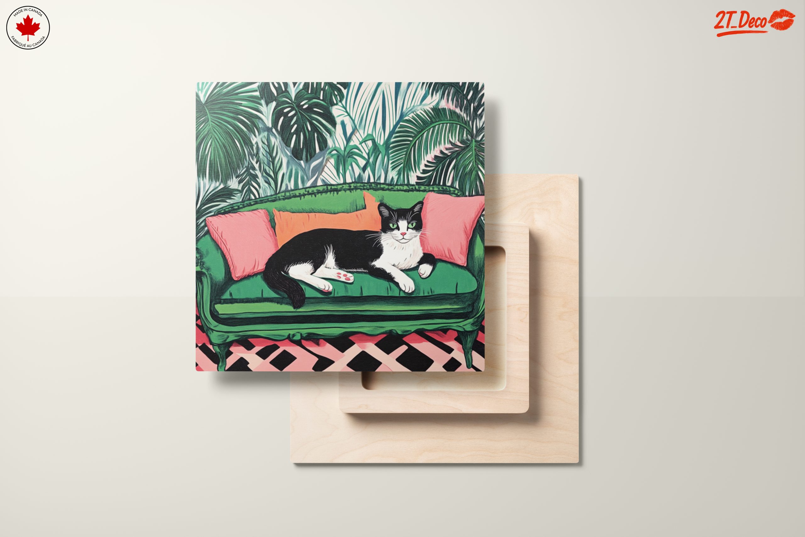 Charming Cat Relaxing on a Vibrant Couch - Image 11