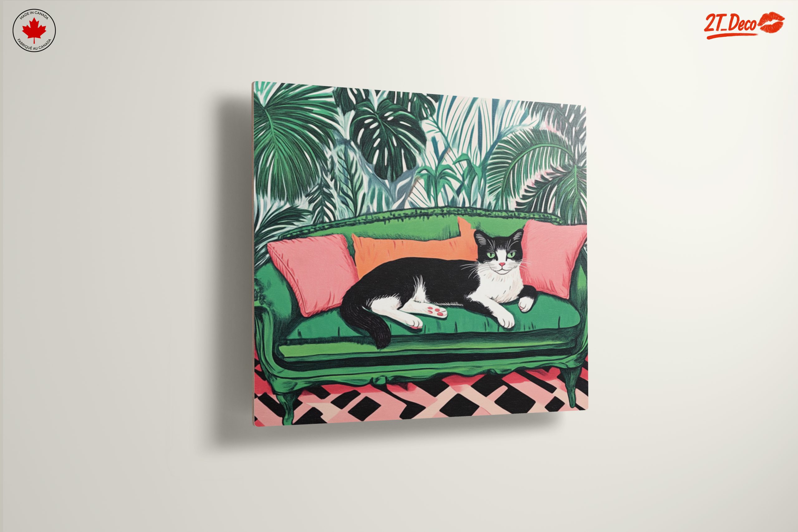 Charming Cat Relaxing on a Vibrant Couch - Image 13