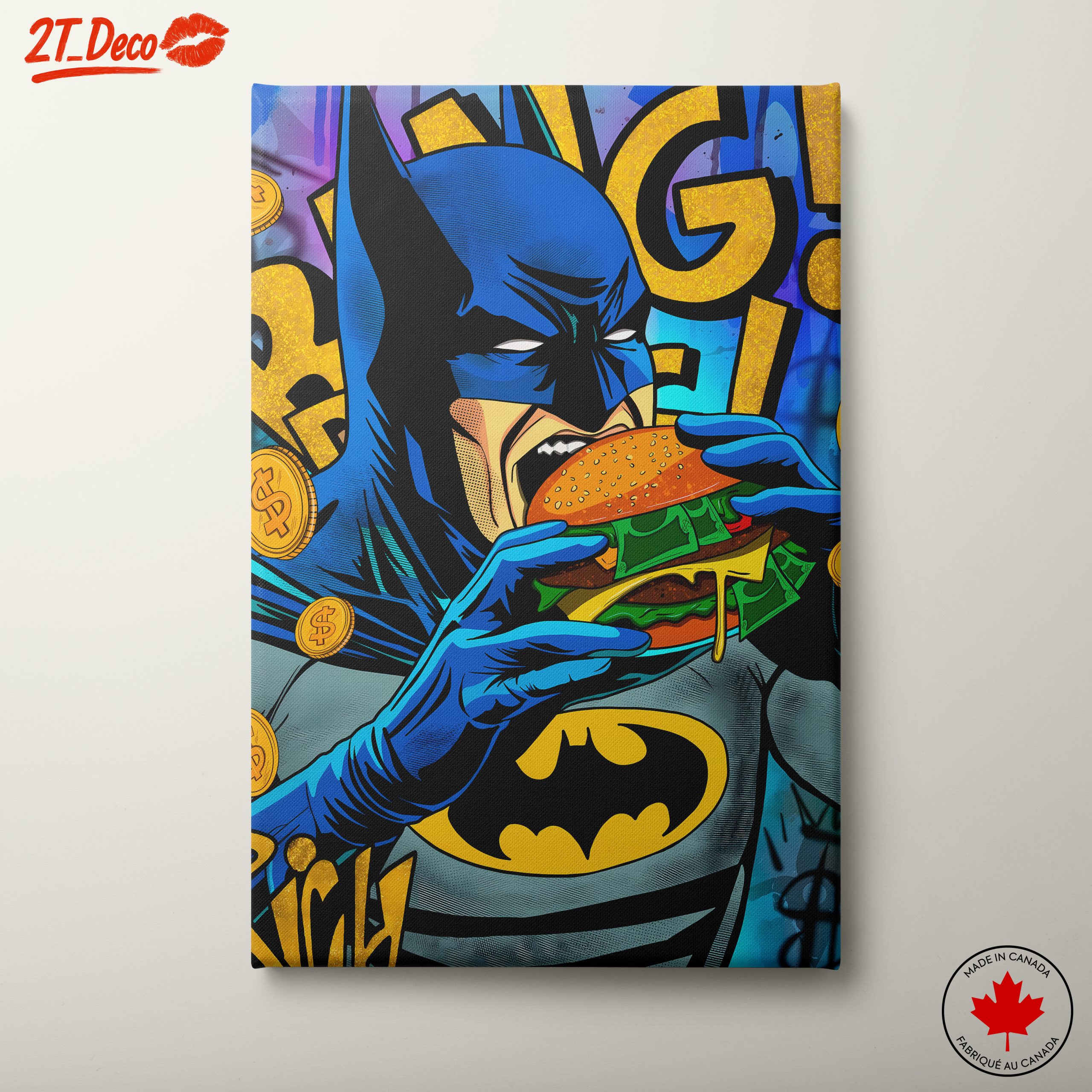 Batman Eating Burger Comic Art