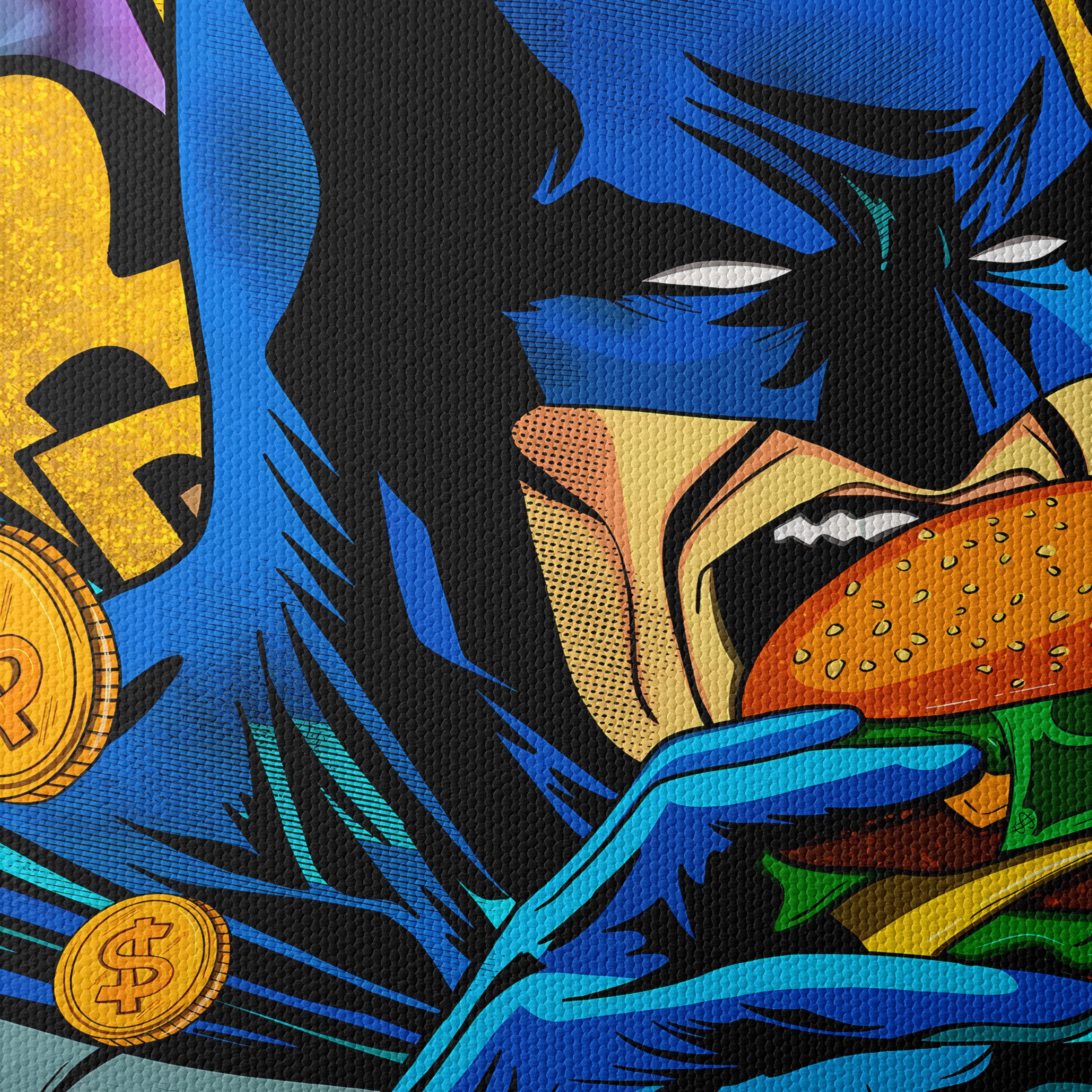 Batman Eating Burger Comic Art - Image 4