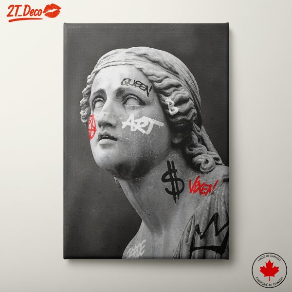 Graffiti Overlay on Classical Statue Portrait