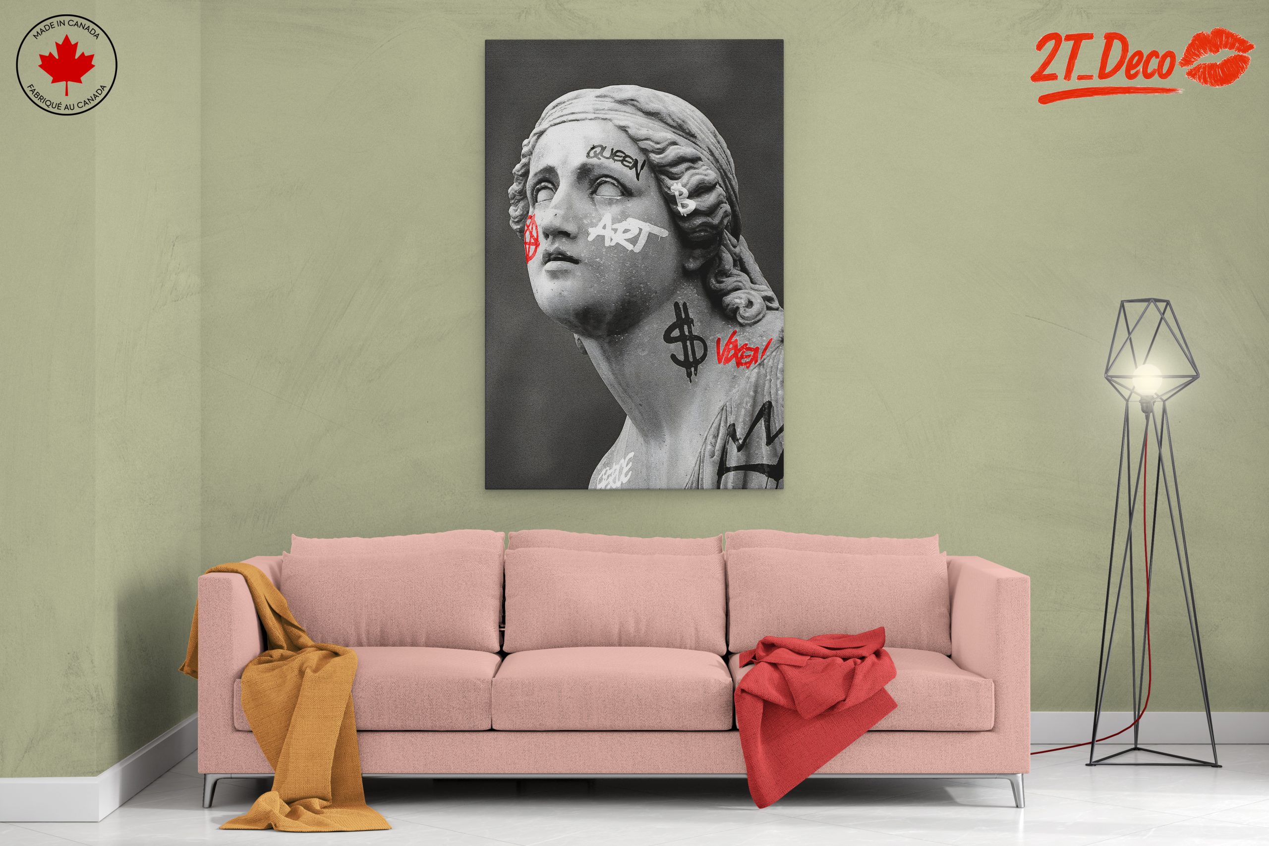 Graffiti Overlay on Classical Statue Portrait - Image 2