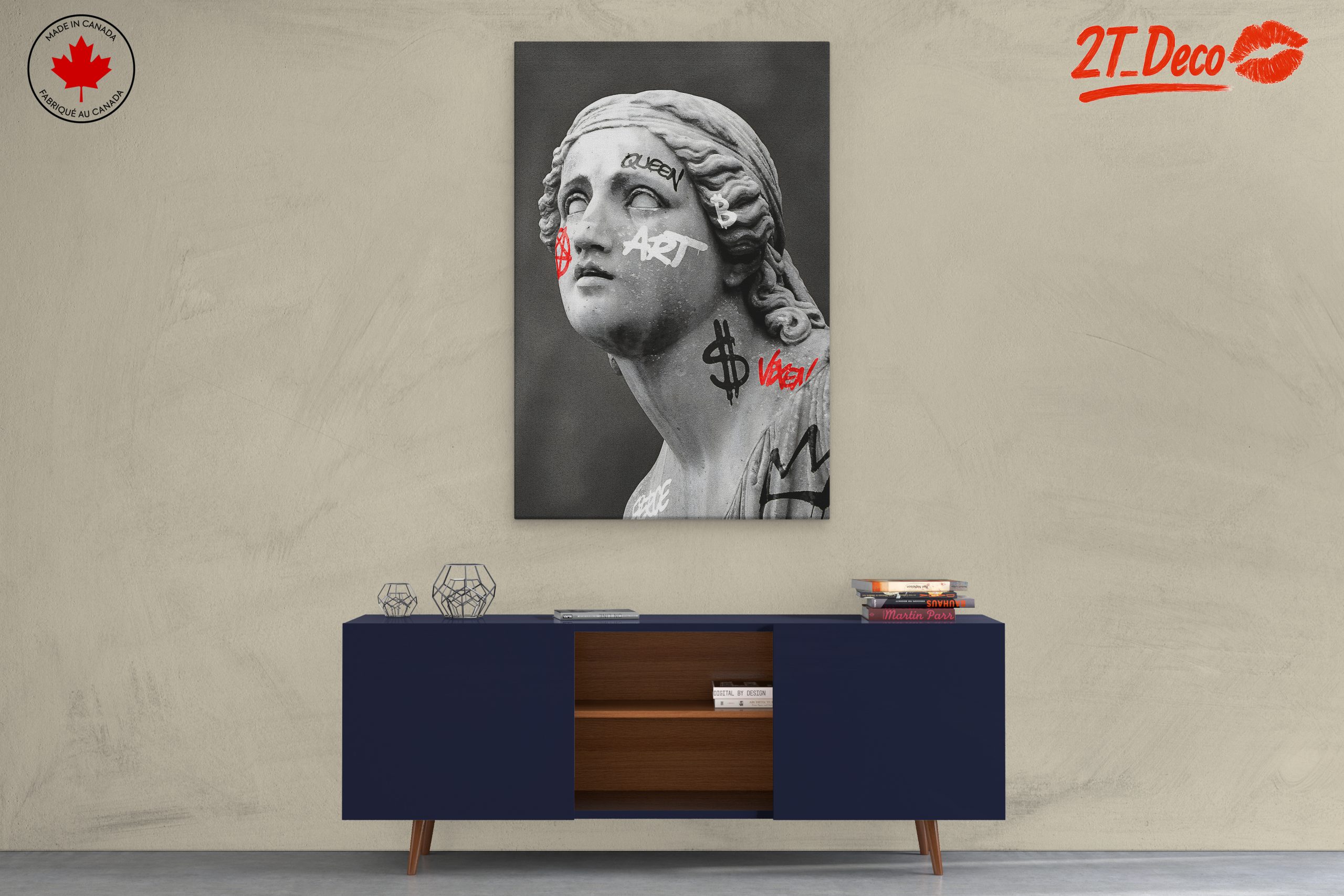 Graffiti Overlay on Classical Statue Portrait - Image 3