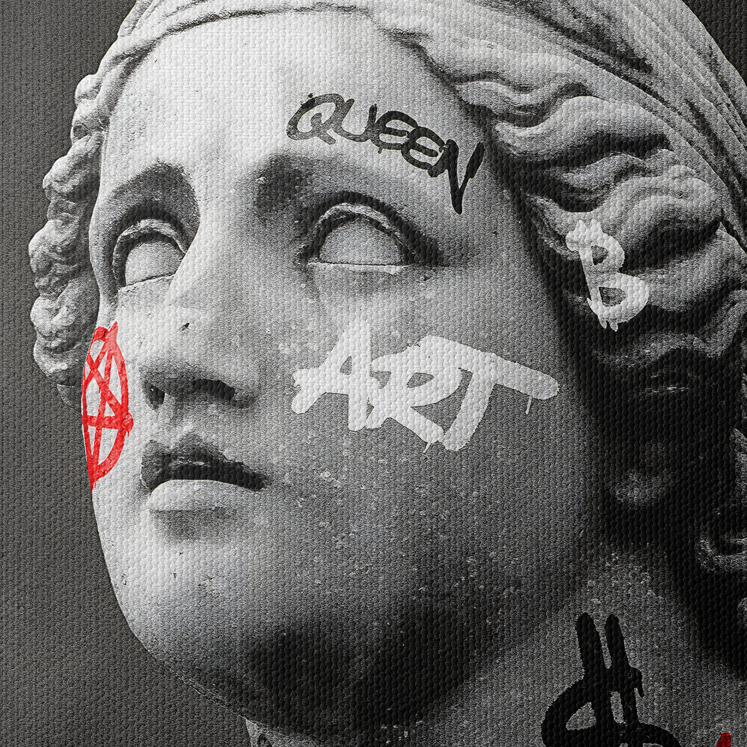 Graffiti Overlay on Classical Statue Portrait - Image 4