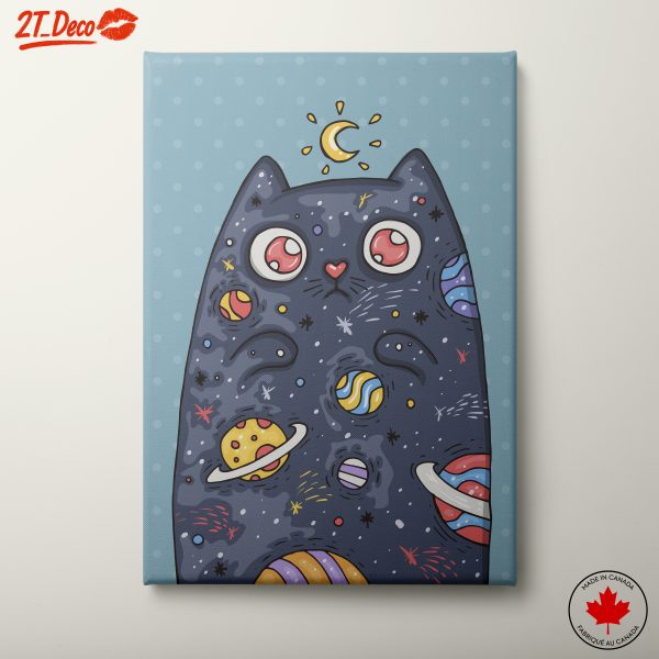 Whimsical Cat with Cosmic Elements
