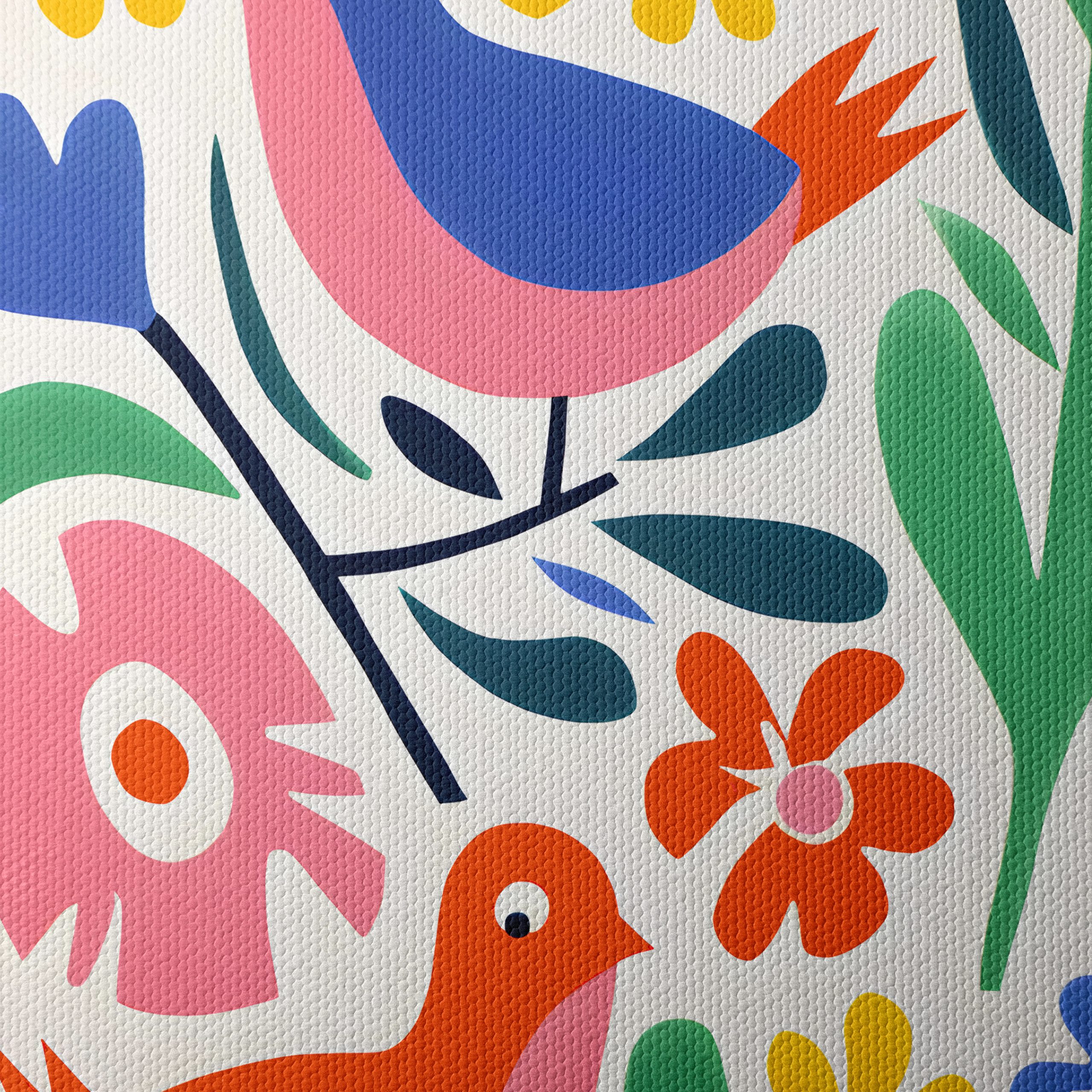 Colorful Playful Bird and Floral Art - Image 4