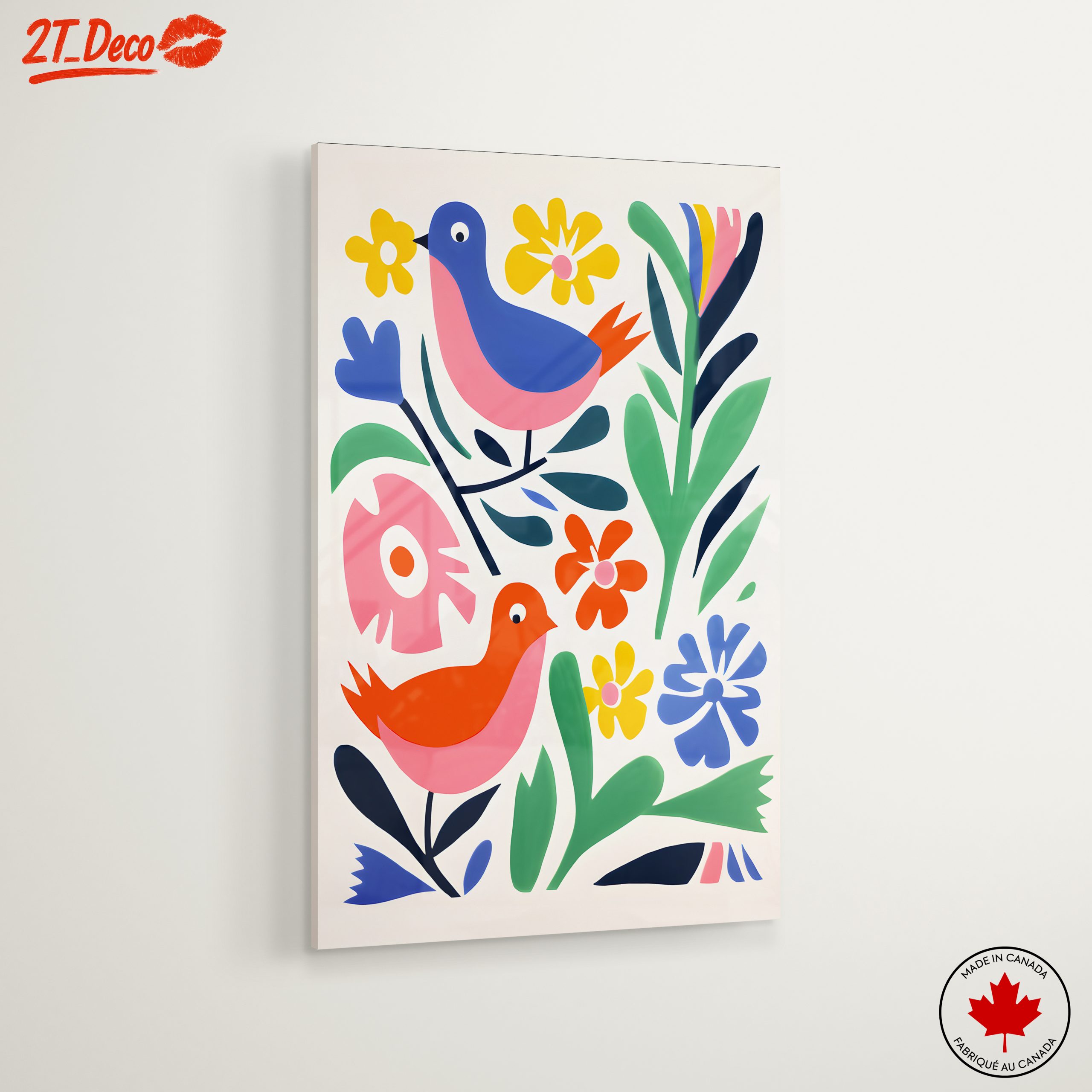 Colorful Playful Bird and Floral Art - Image 6