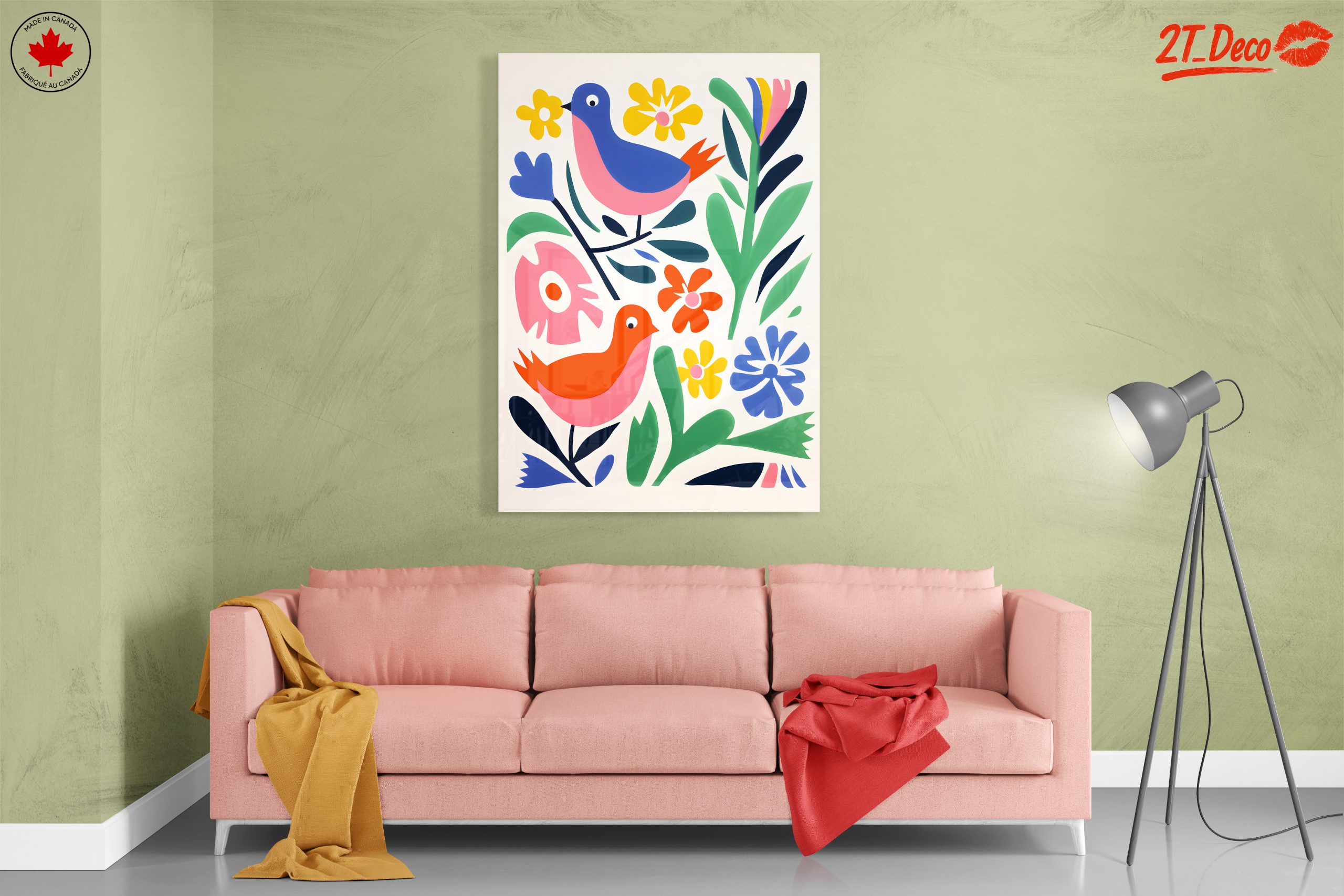 Colorful Playful Bird and Floral Art - Image 7