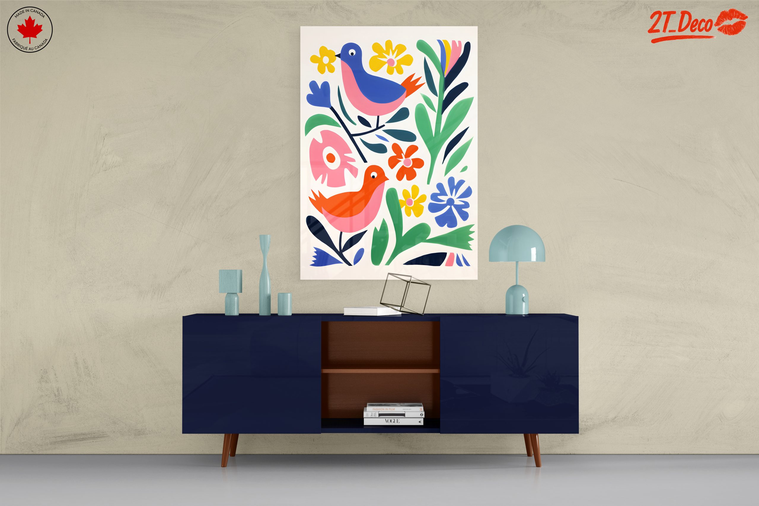 Colorful Playful Bird and Floral Art - Image 8