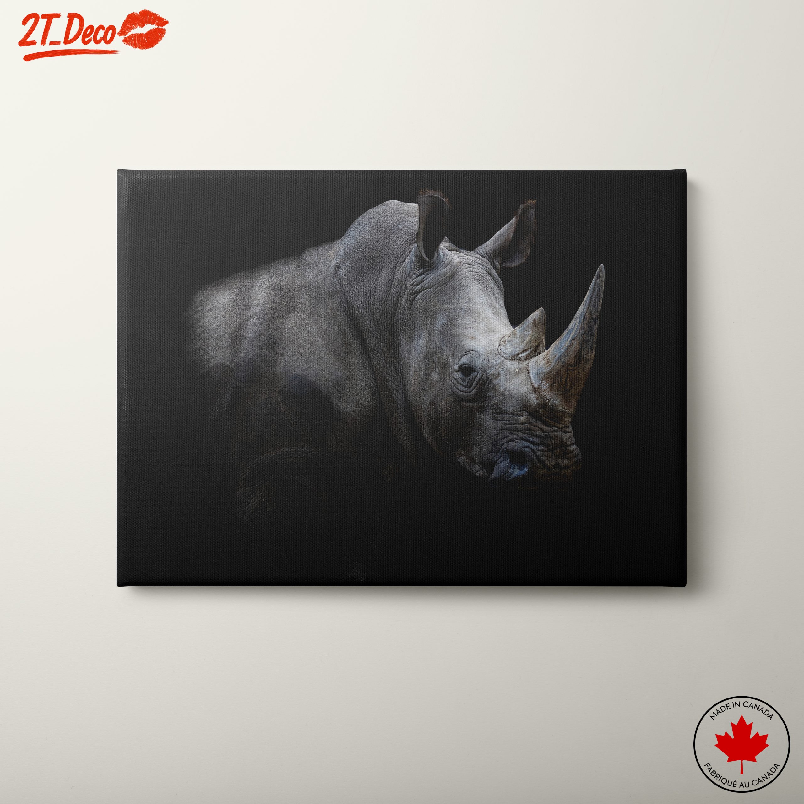 Majestic Rhinoceros Portrait in Dark