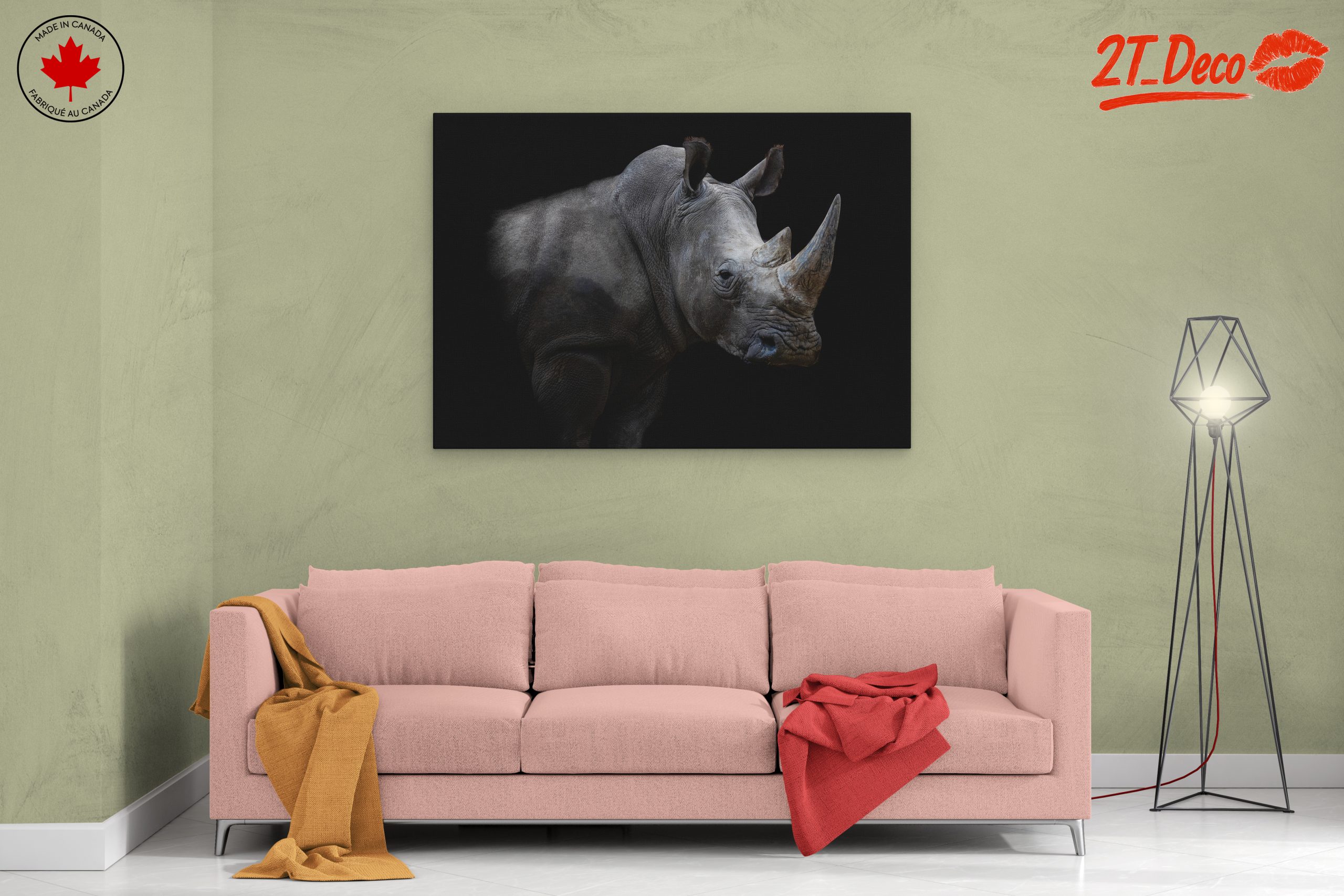 Majestic Rhinoceros Portrait in Dark - Image 2